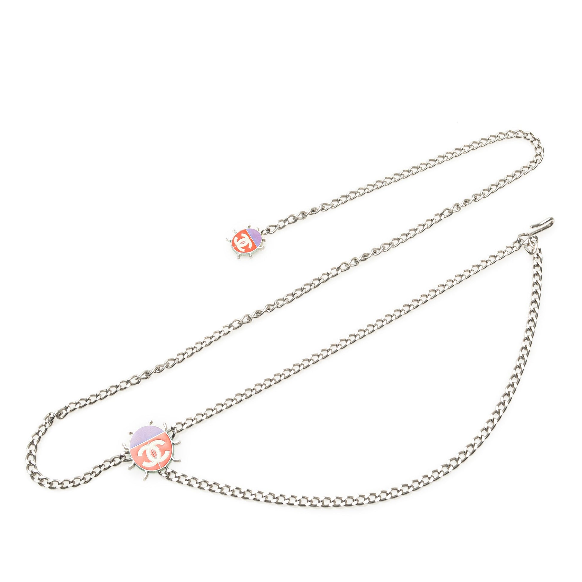 Silver Chanel Silver Plated and Enamel CC Ladybug Chain Link Belt