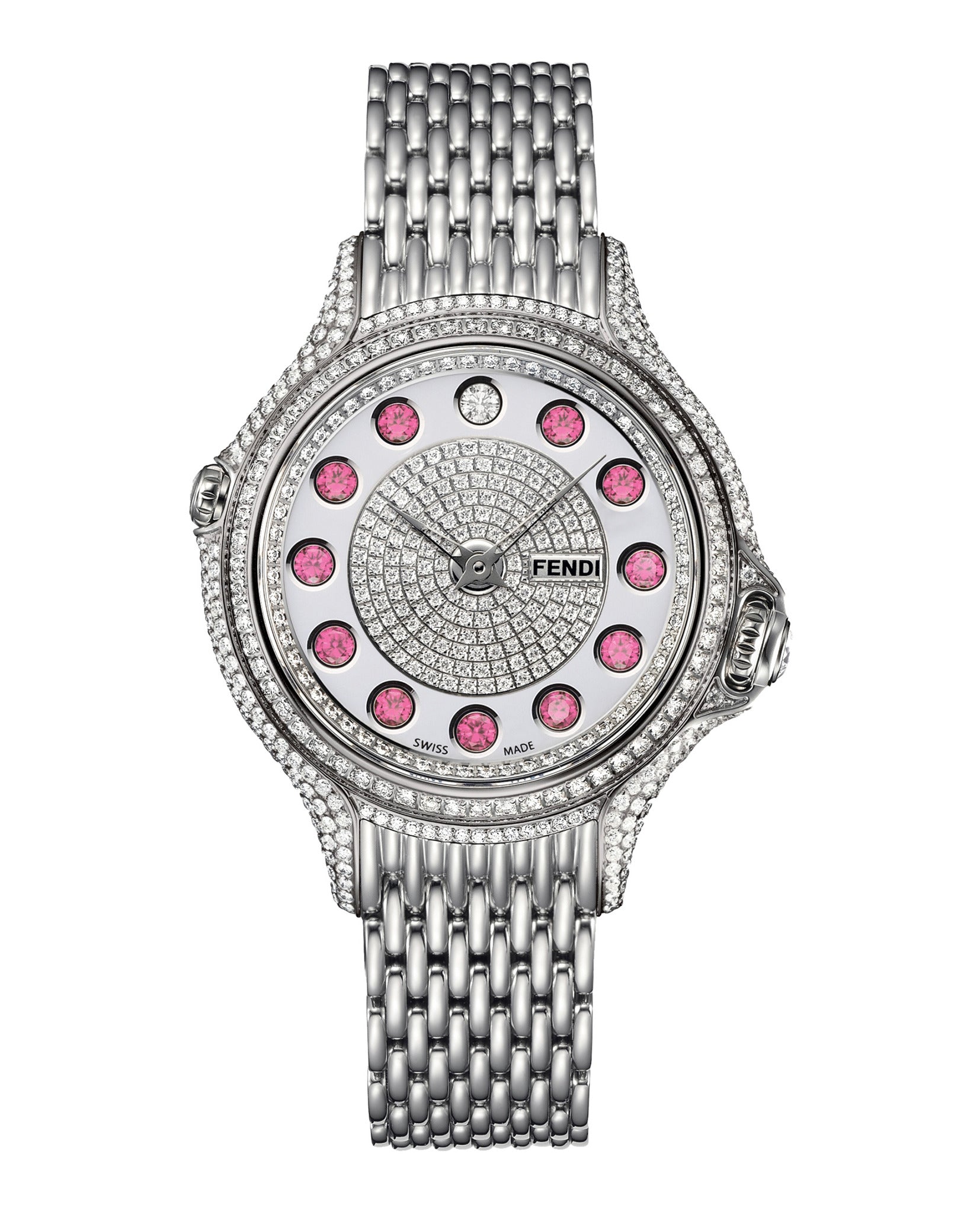 Fendi Jewelry Womens Stainless Steel 38mm Bracelet Fashion Watch Silver