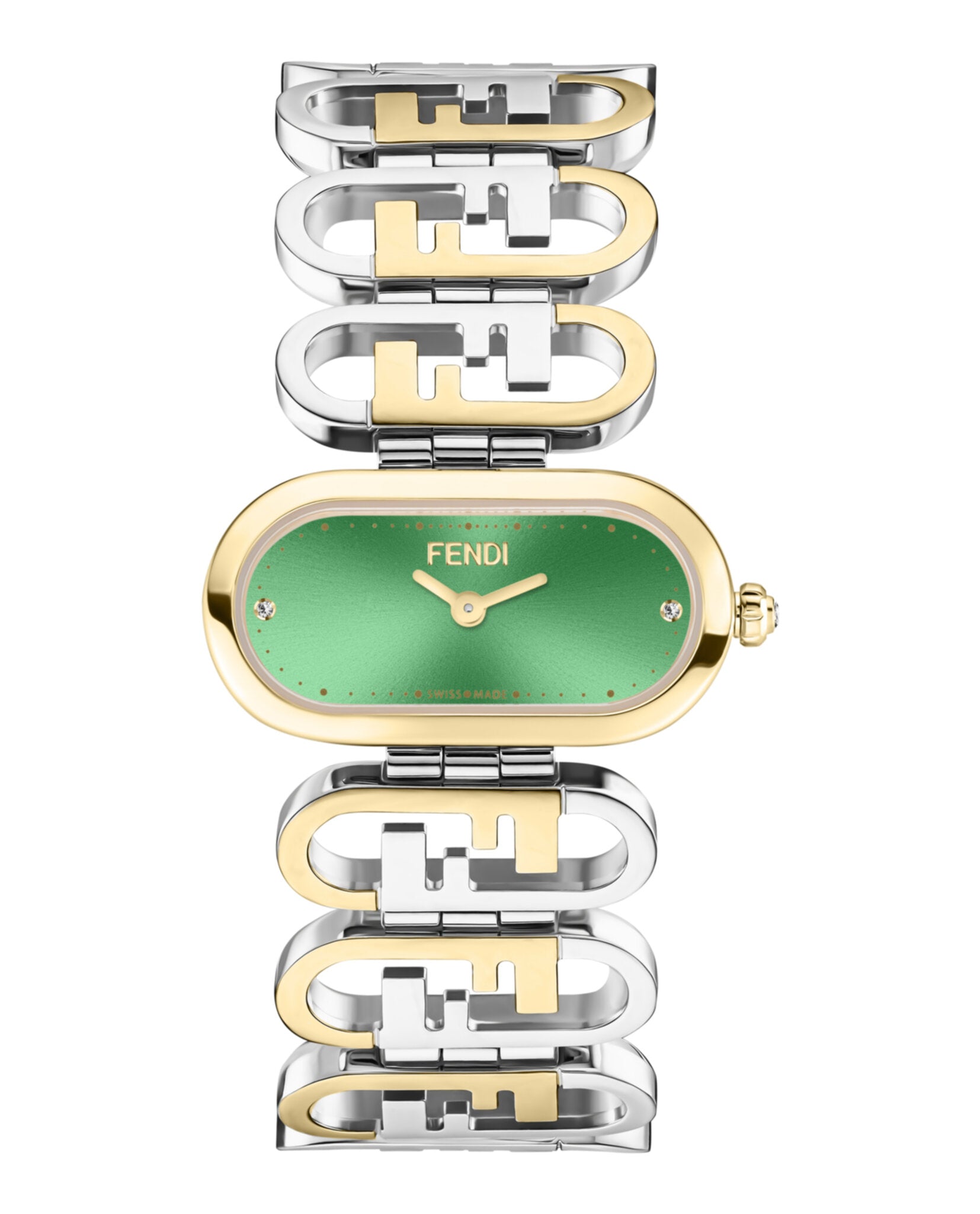 Fendi Jewelry Womens Two Tone 14.8mm Bracelet Fashion Watch Silver Bracelet Fashion Watch
