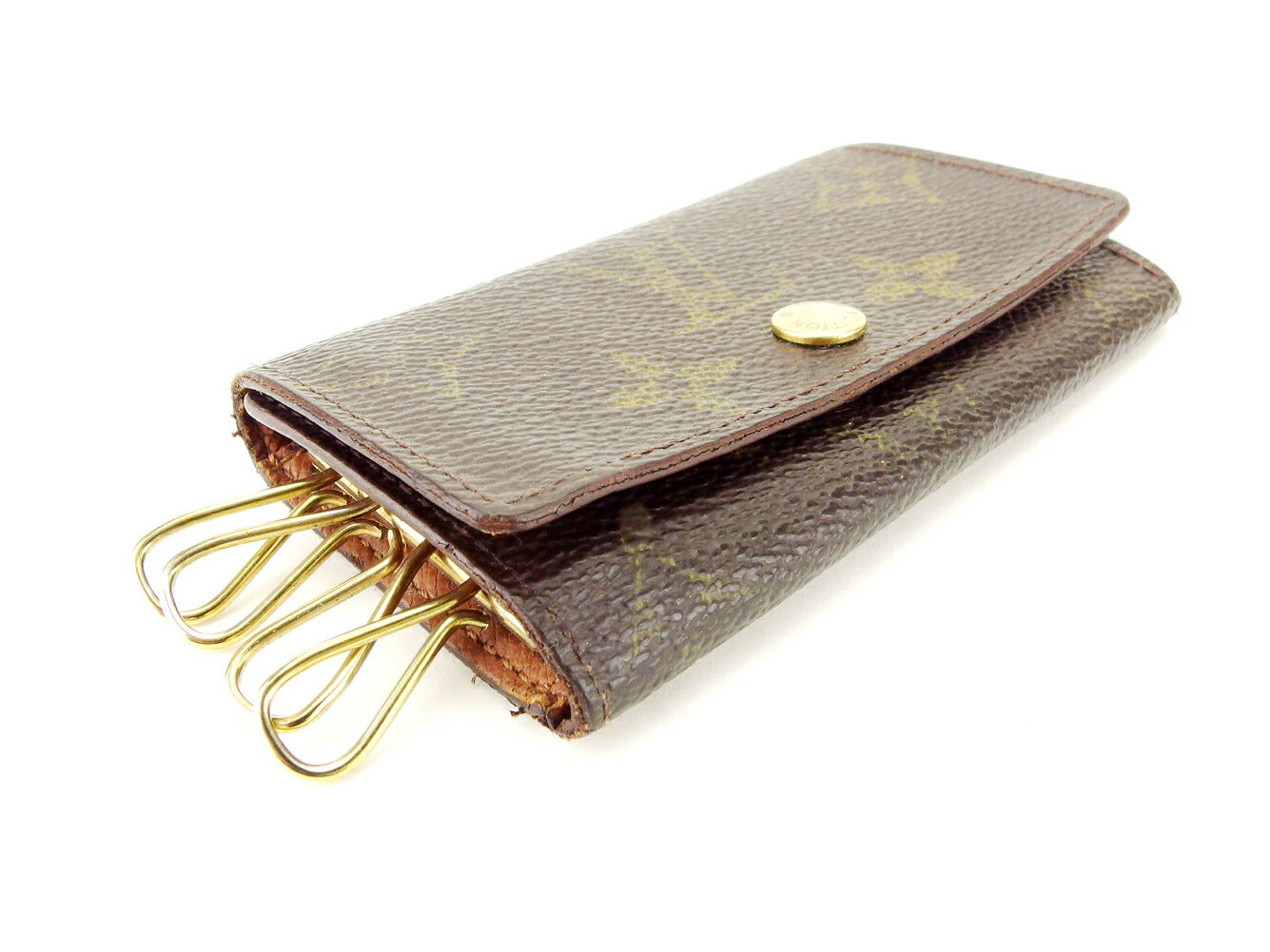 Louis Vuitton Key holder M62631 Multicles4 Brown Beige Gold Key Chain F1509