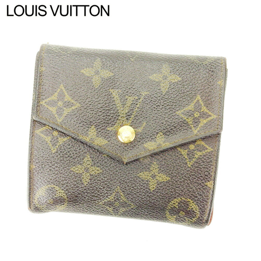 Louis Vuitton Bifold M61660 Portonebi old Brown Beige Gold Wallet Case F1519