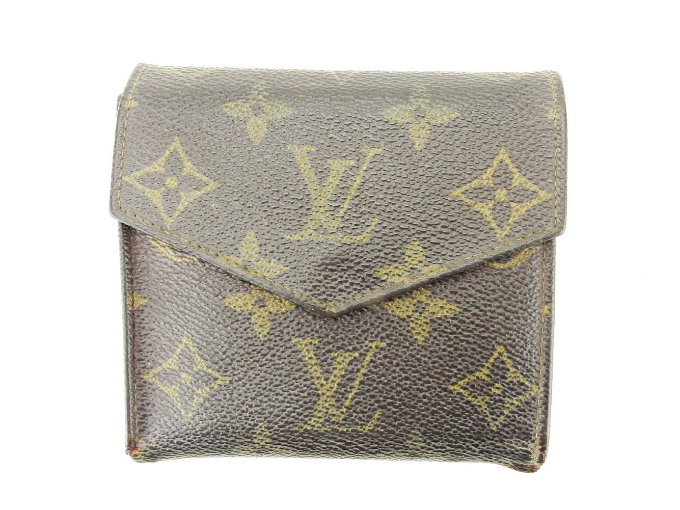 Louis Vuitton Bifold M61660 Portonebi old Brown Beige Gold Wallet Case F1519