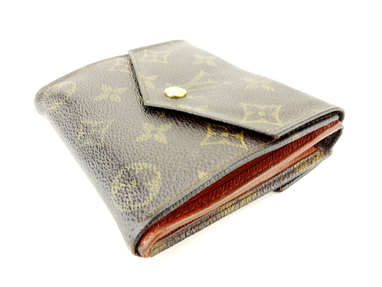 Louis Vuitton Bifold M61660 Portonebi old Brown Beige Gold Wallet Case F1519