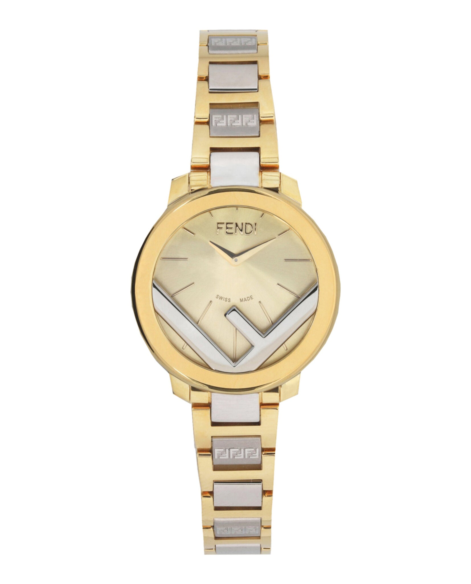 Fendi Jewelry Womens Two Tone 28mm Bracelet Fashion Watch Silver Bracelet Fashion Watch