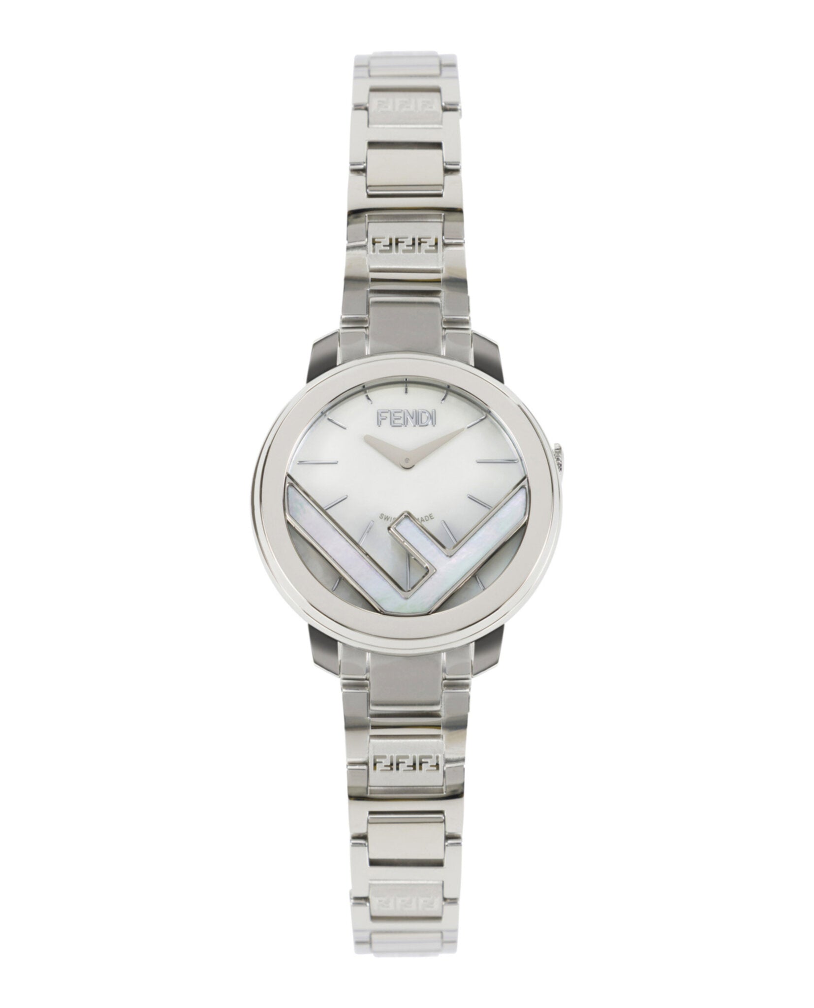 Fendi Jewelry Womens Stainless Steel 28mm Bracelet Fashion Watch Silver