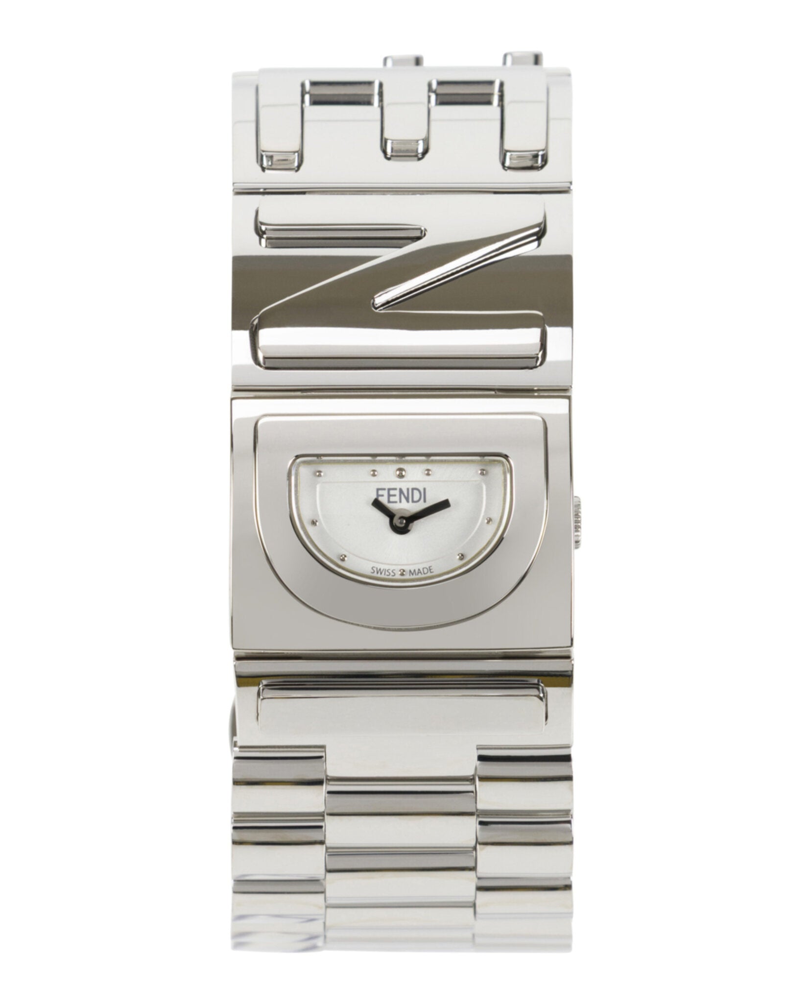 Fendi Jewelry Womens Stainless Steel 22.25mm Bracelet Fashion Watch Silver