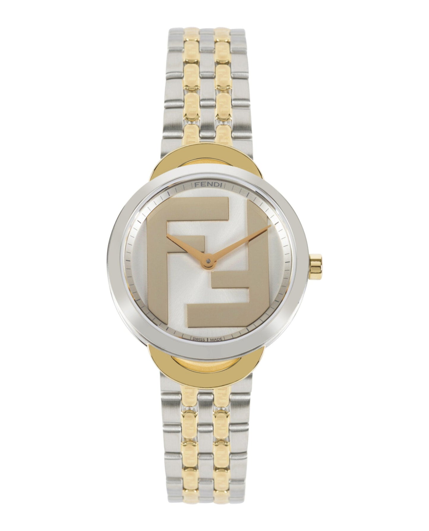 Fendi Jewelry Womens Two Tone 30mm Bracelet Fashion Watch Silver
