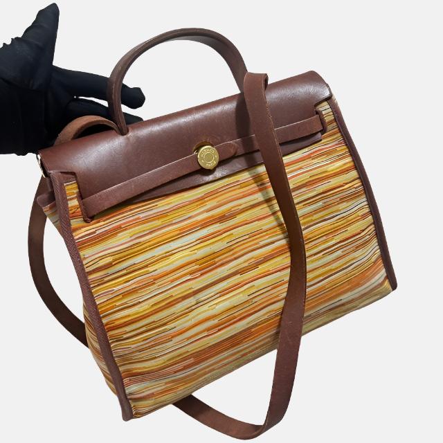 Hermes Herbag Vibrato Tone Hardware Leather Brown Travel Bag