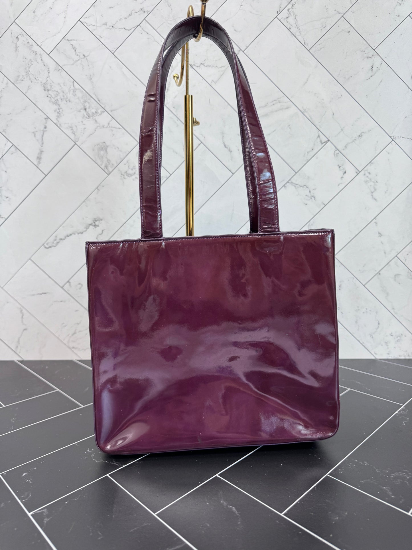 Chanel Plum Patent Leather Shoulder Bag