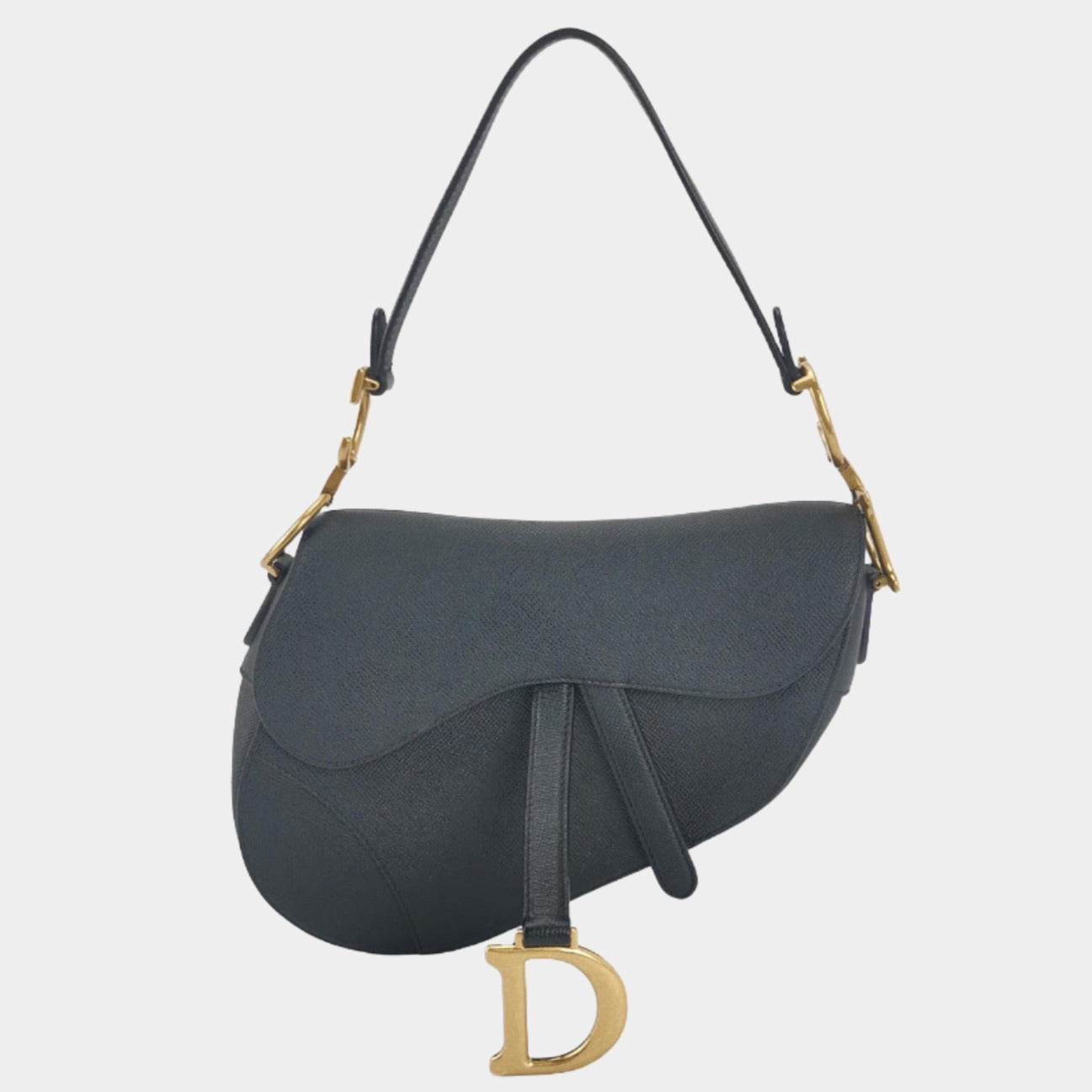 Dior Saddle Grained Handbag Leather Black Travel Bag