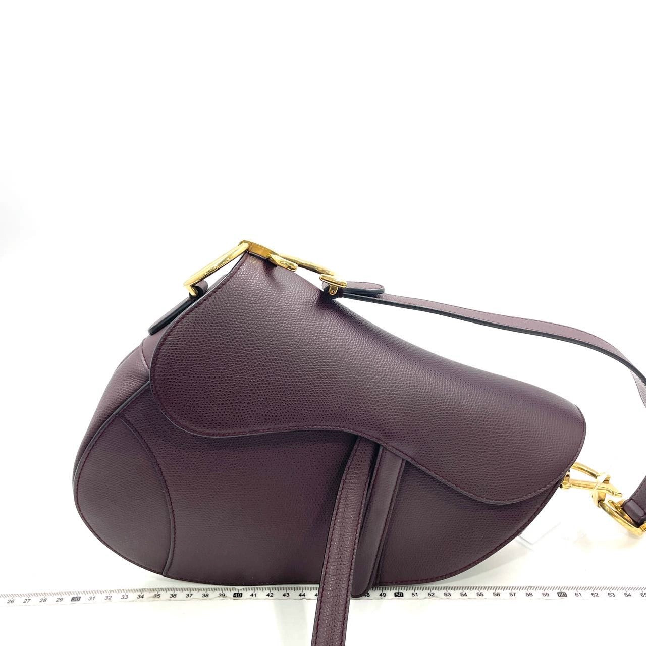 Dior Saddle Burgundy Grained Handbag With Strap Leather Medium Travel Bag
