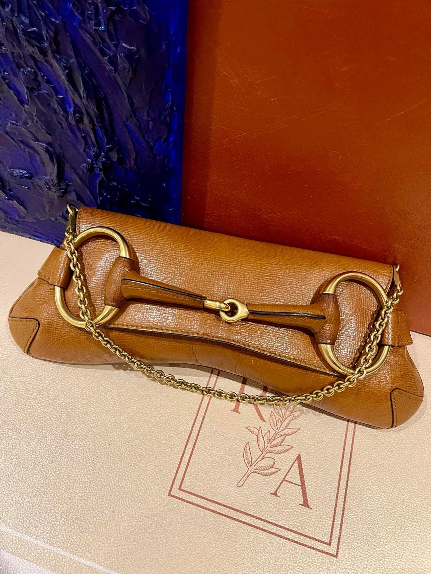 Gucci Horsebit Chain Leather Brown Tan Large Shoulder Bag