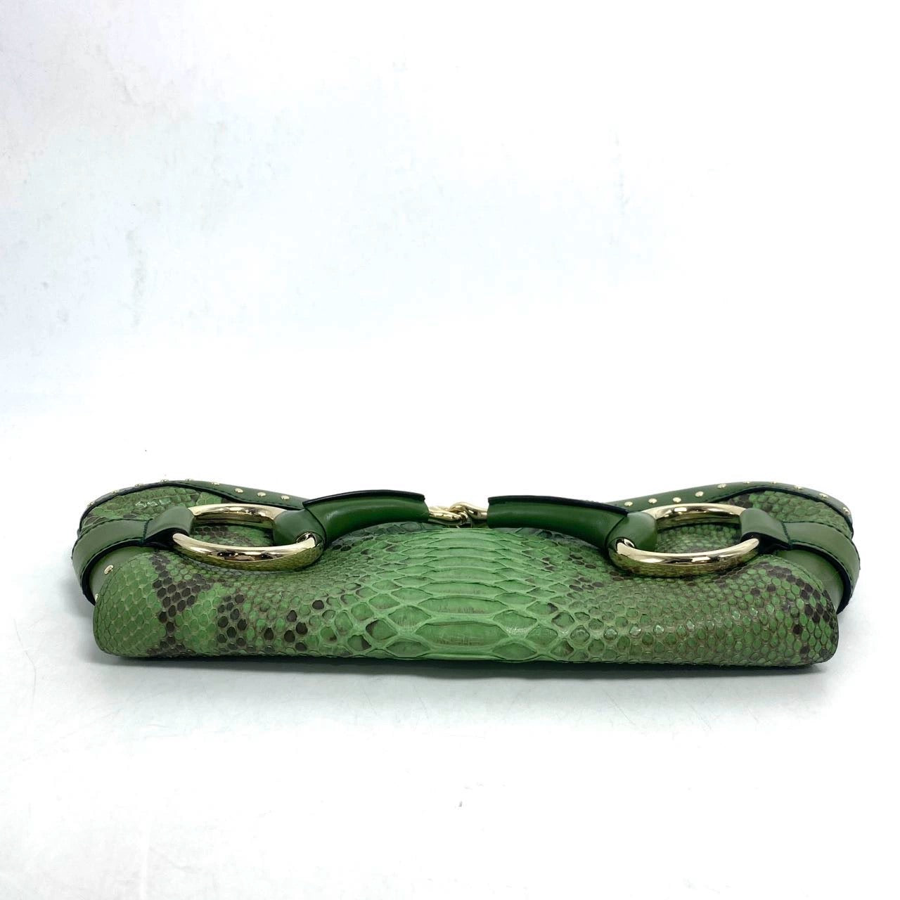 Gucci Horsebit Skin Crocodile Green Large Shoulder Bag