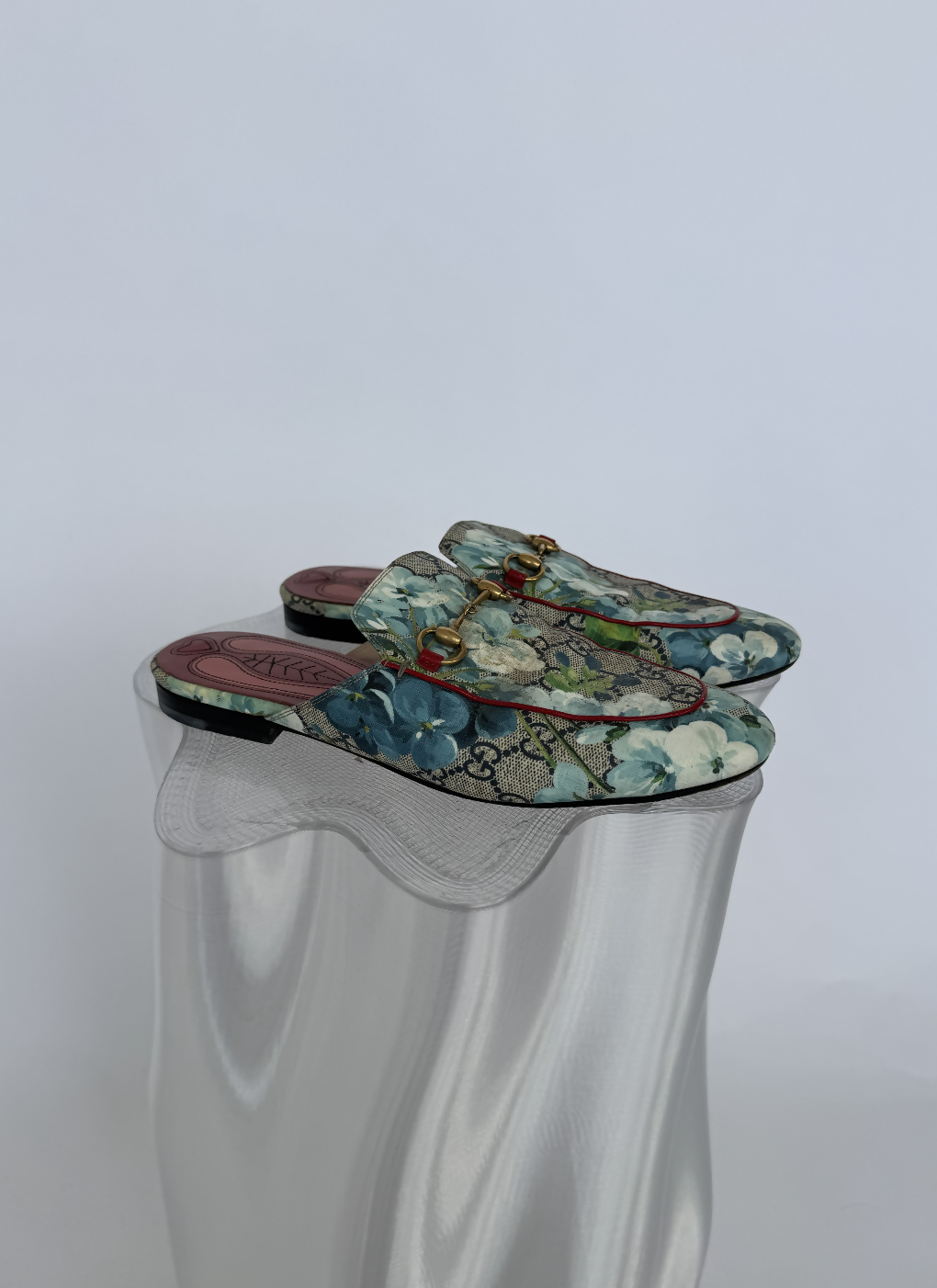 Gucci Princetown Horsebit Mules Grey GG Supreme Blooms Canvas