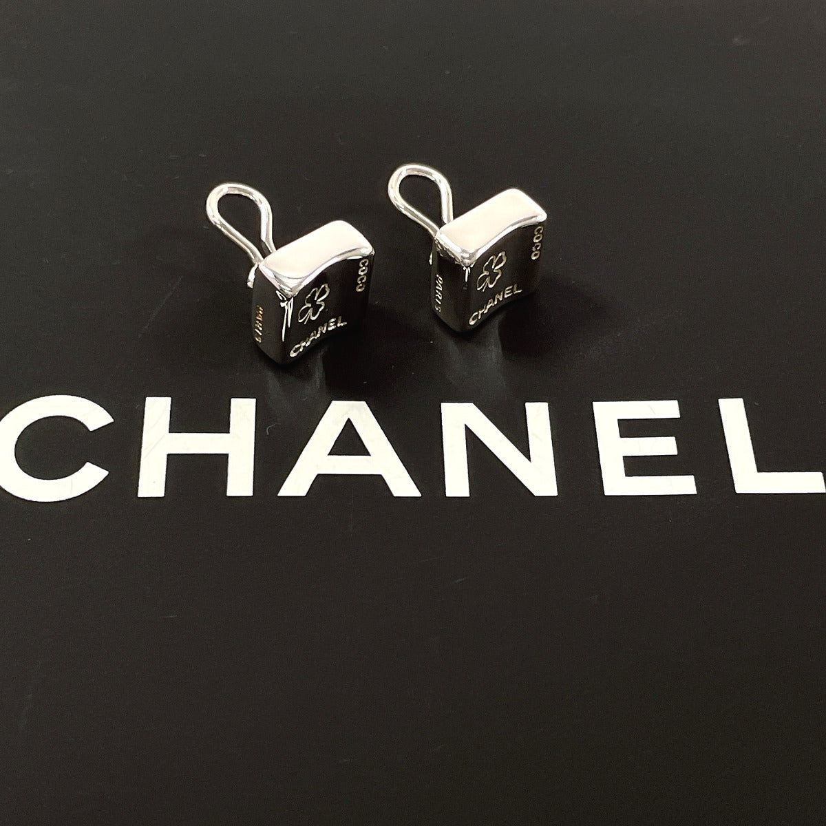 CHANEL Earring Silver925 Silver   square clover