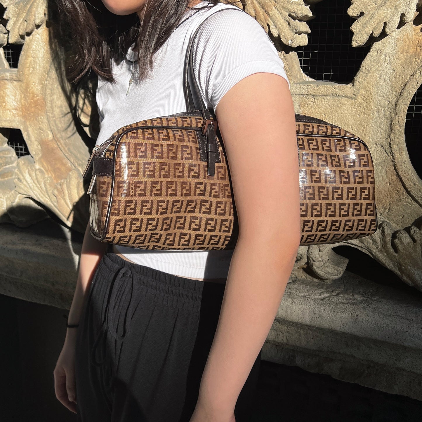 Fendi Zucchino Bowler Bag Travel Bag