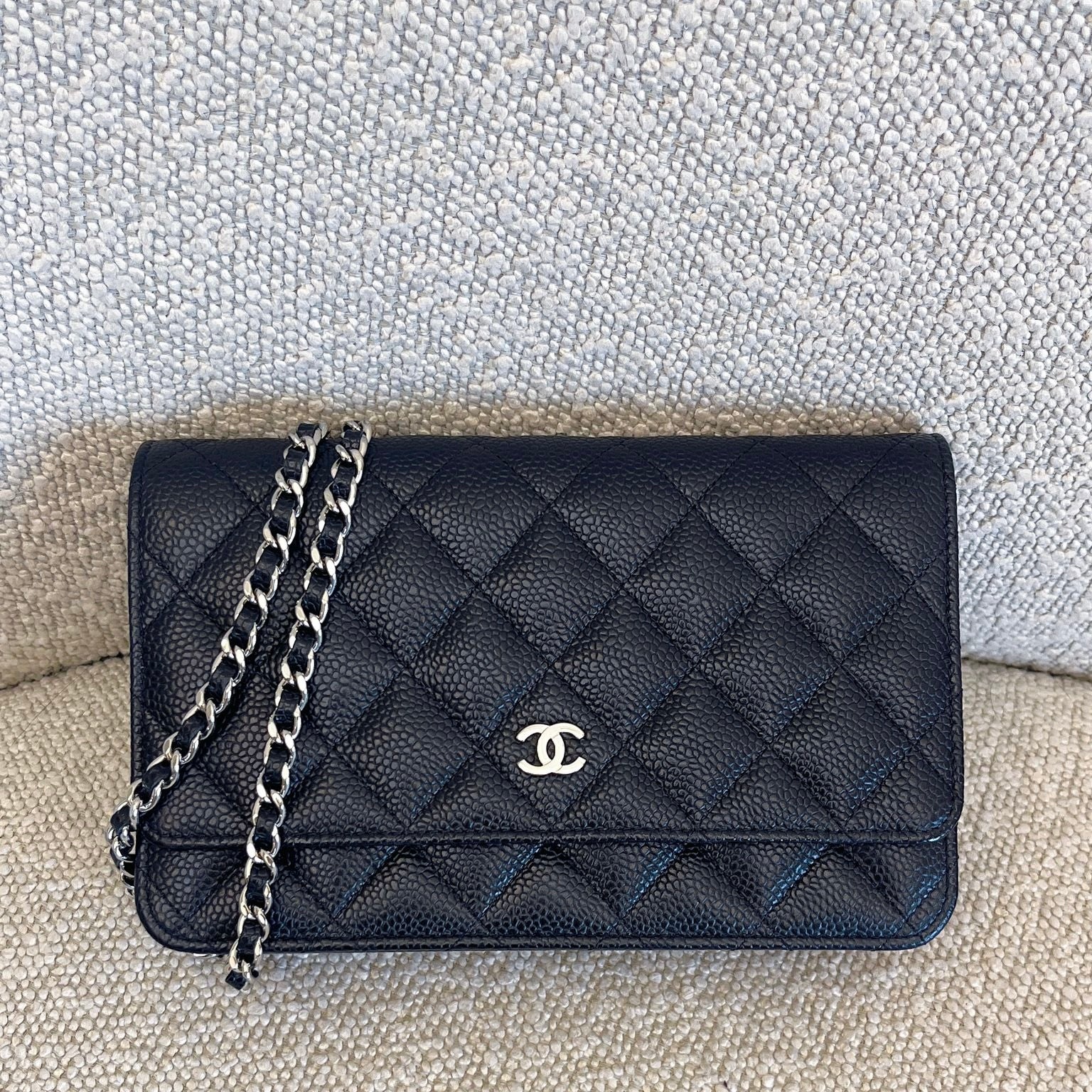Chanel Classic Wallet On Chain WOC In Black Caviar And Shw (model: AP0250) 2