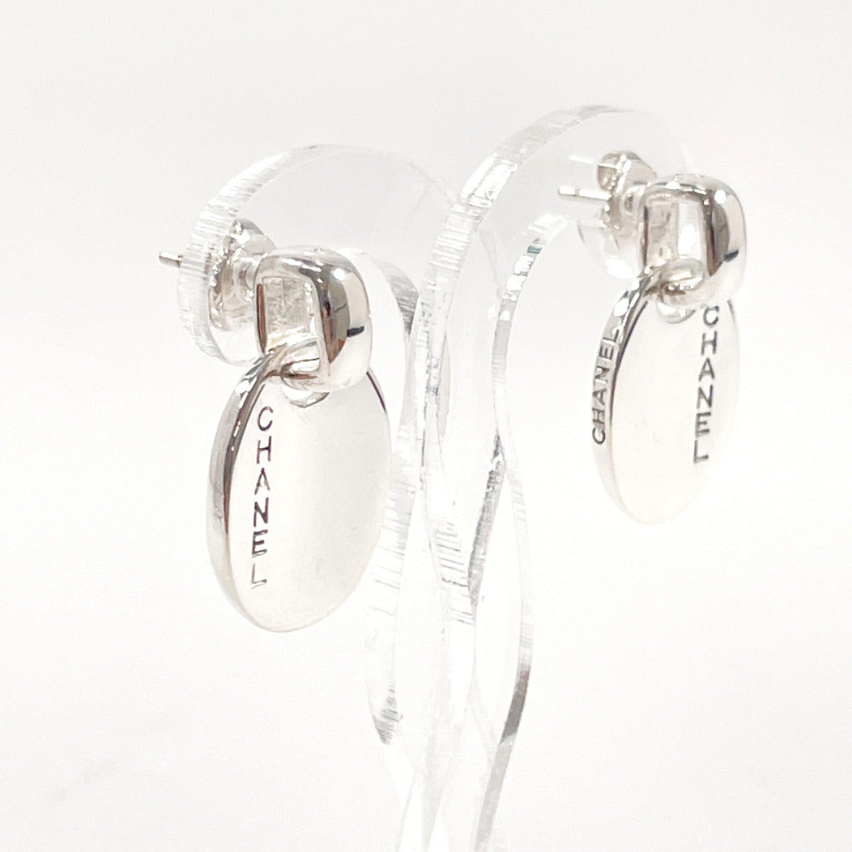 CHANEL Pierce Silver925 Silver Oval With logo
