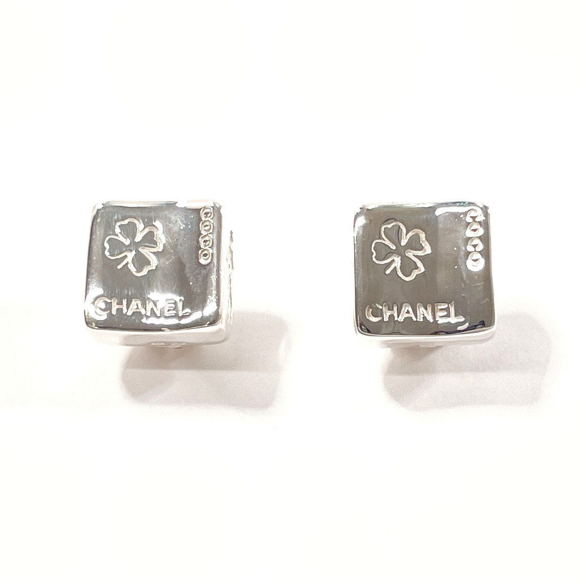 CHANEL Earring Silver925 Silver   square clover
