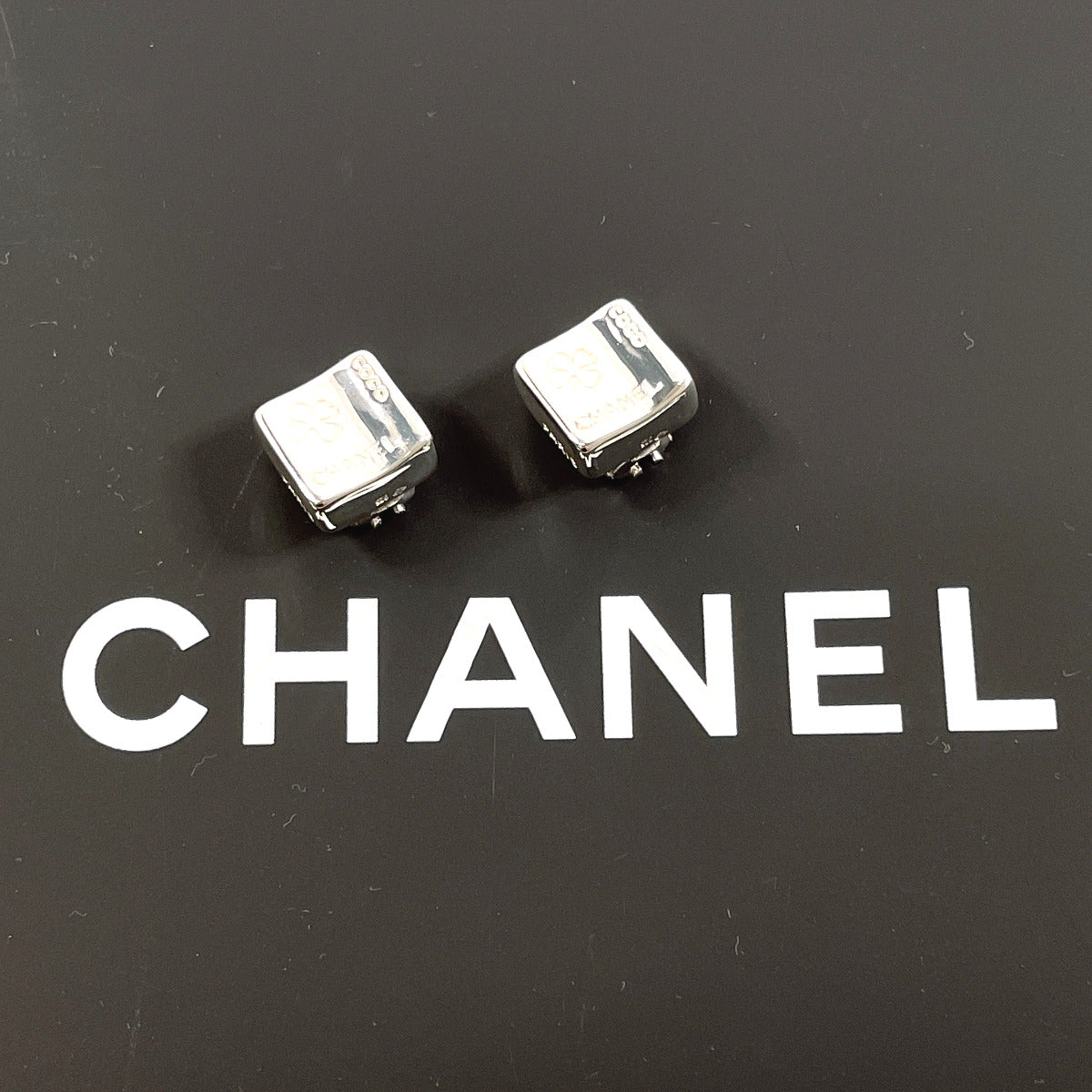 CHANEL Earring Silver925 Silver   square clover