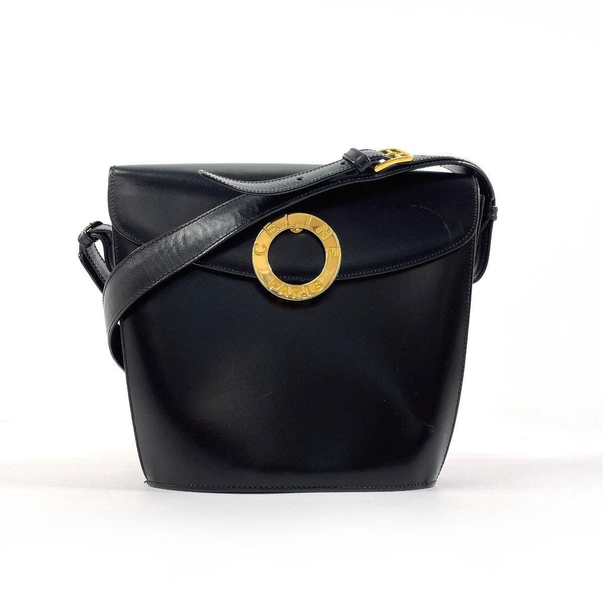 Shoulder Bag Circle Leather Black