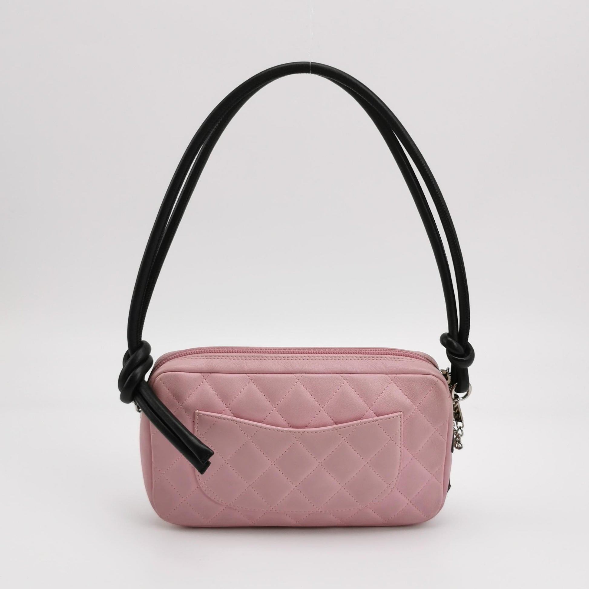 Chanel Cambon Calfskin Black Pink Leather Shoulder Bag