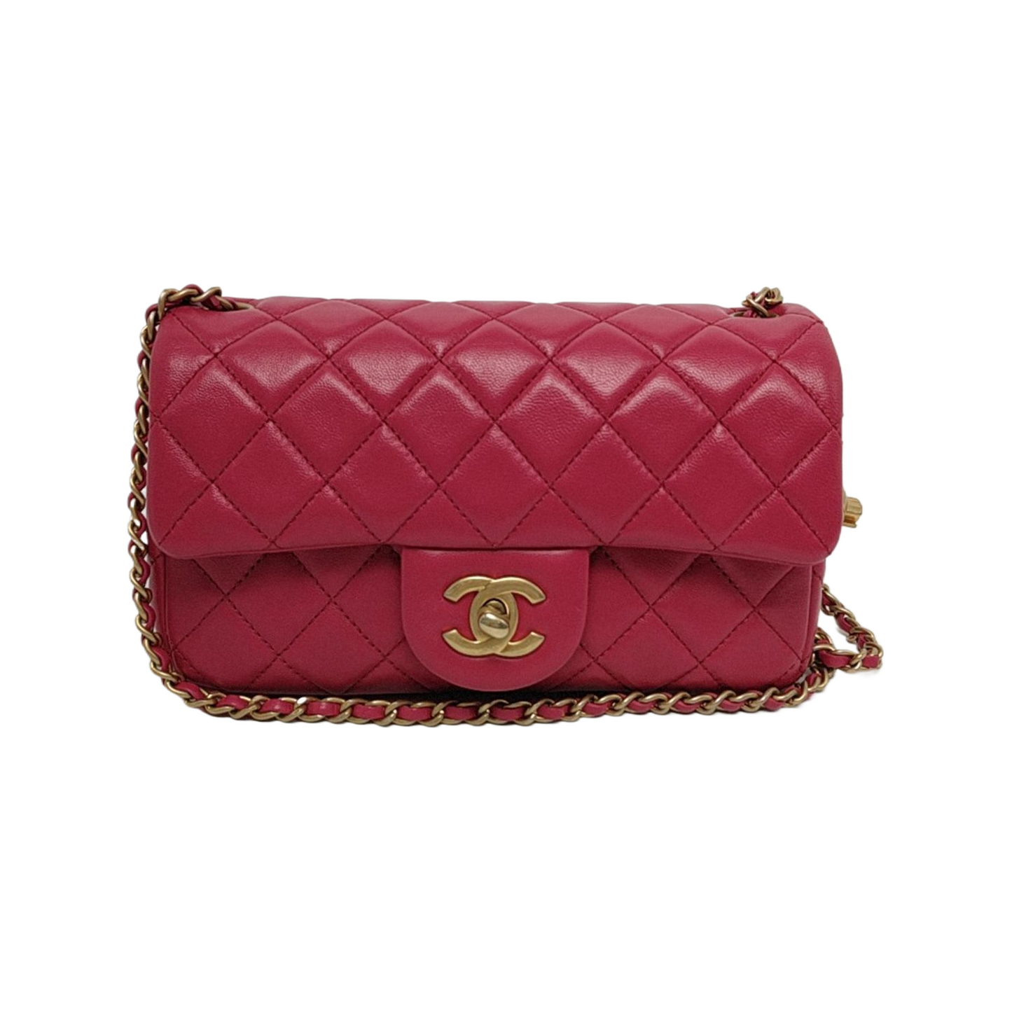 Chanel Classic Flap Rectangular Coco Crush Rose Pink Gold Mini Bag