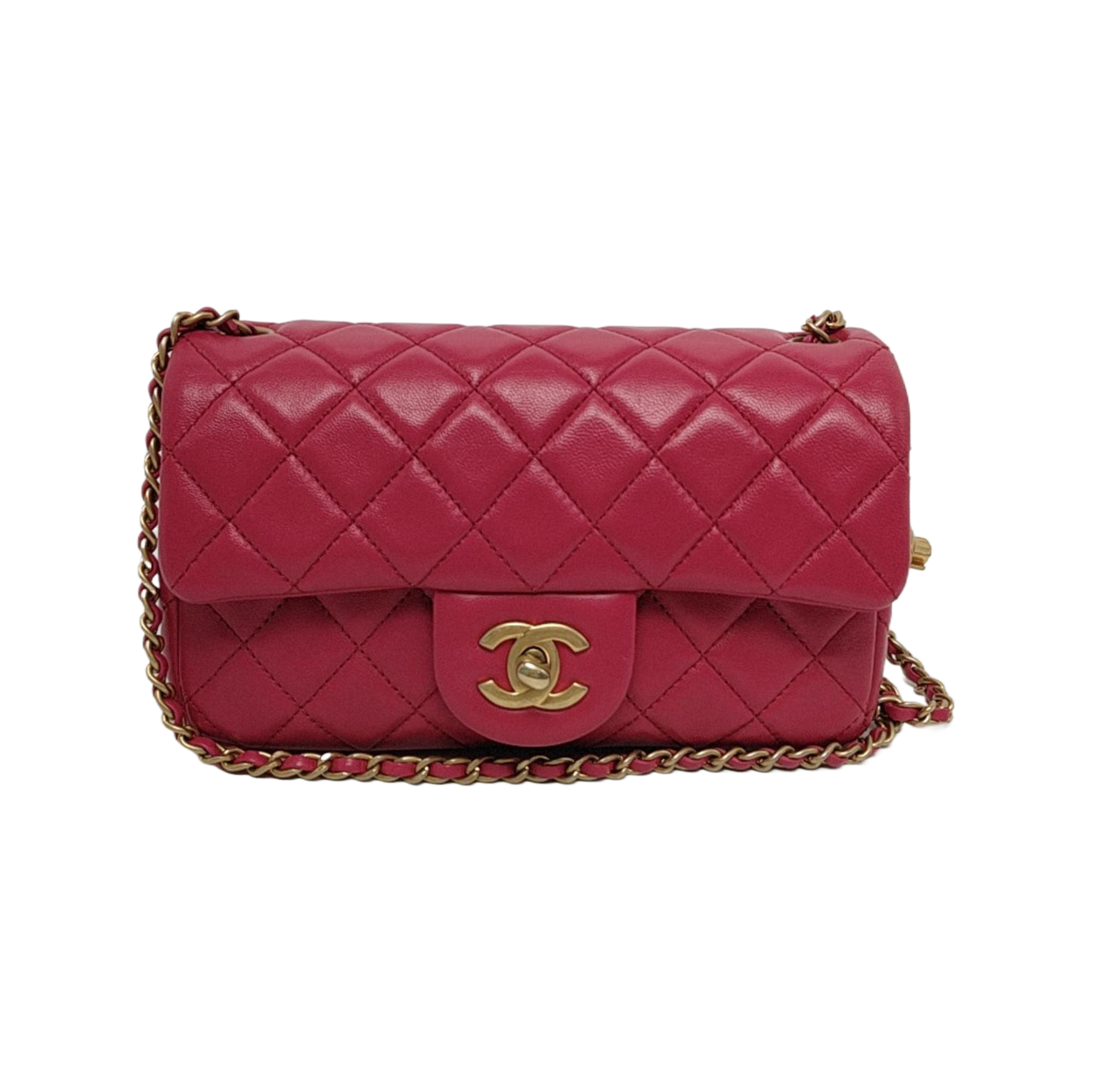 Chanel Classic Flap Rectangular Coco Crush Rose Pink Gold Mini Bag