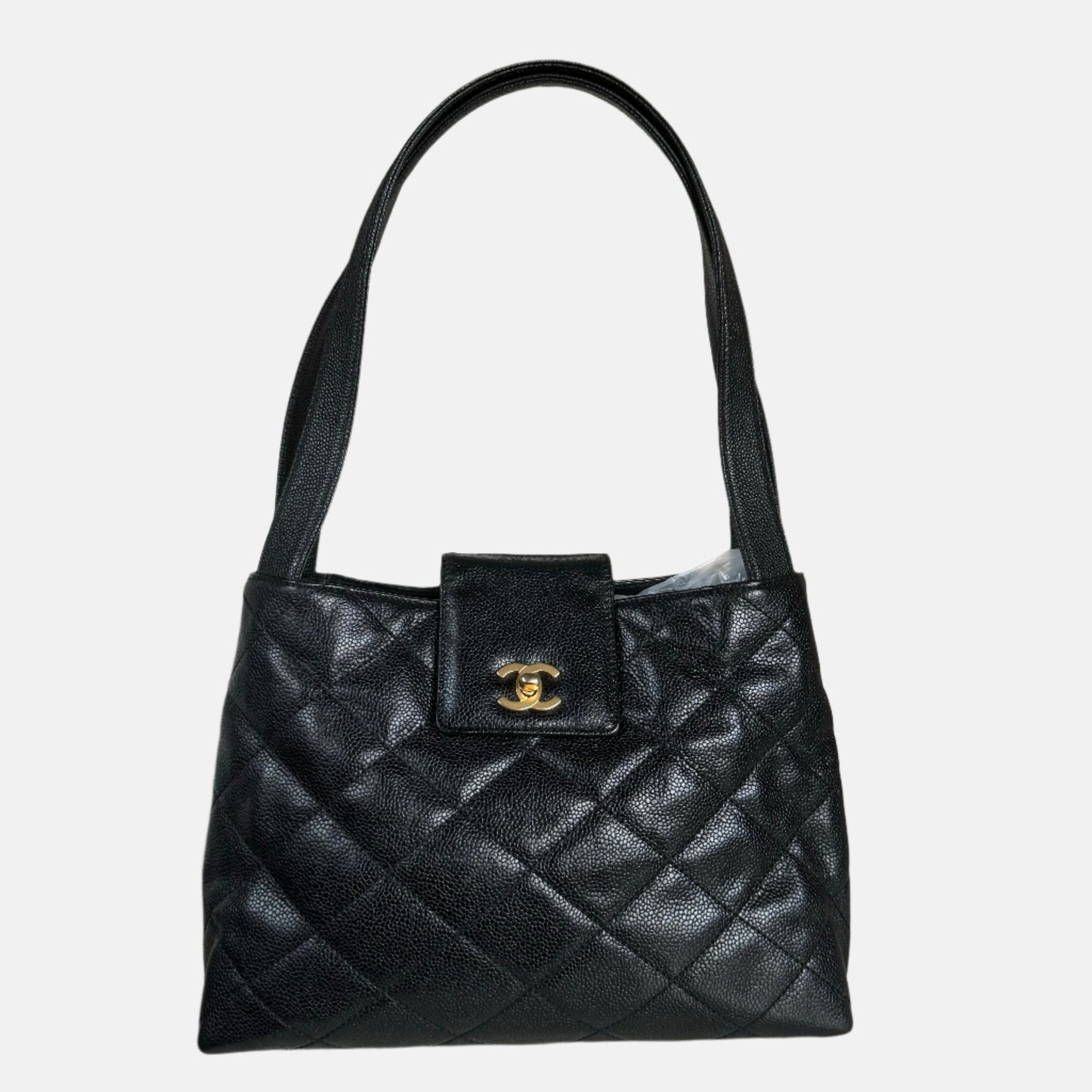 Chanel Kelly Top Handle Caviar Black Leather Handbag