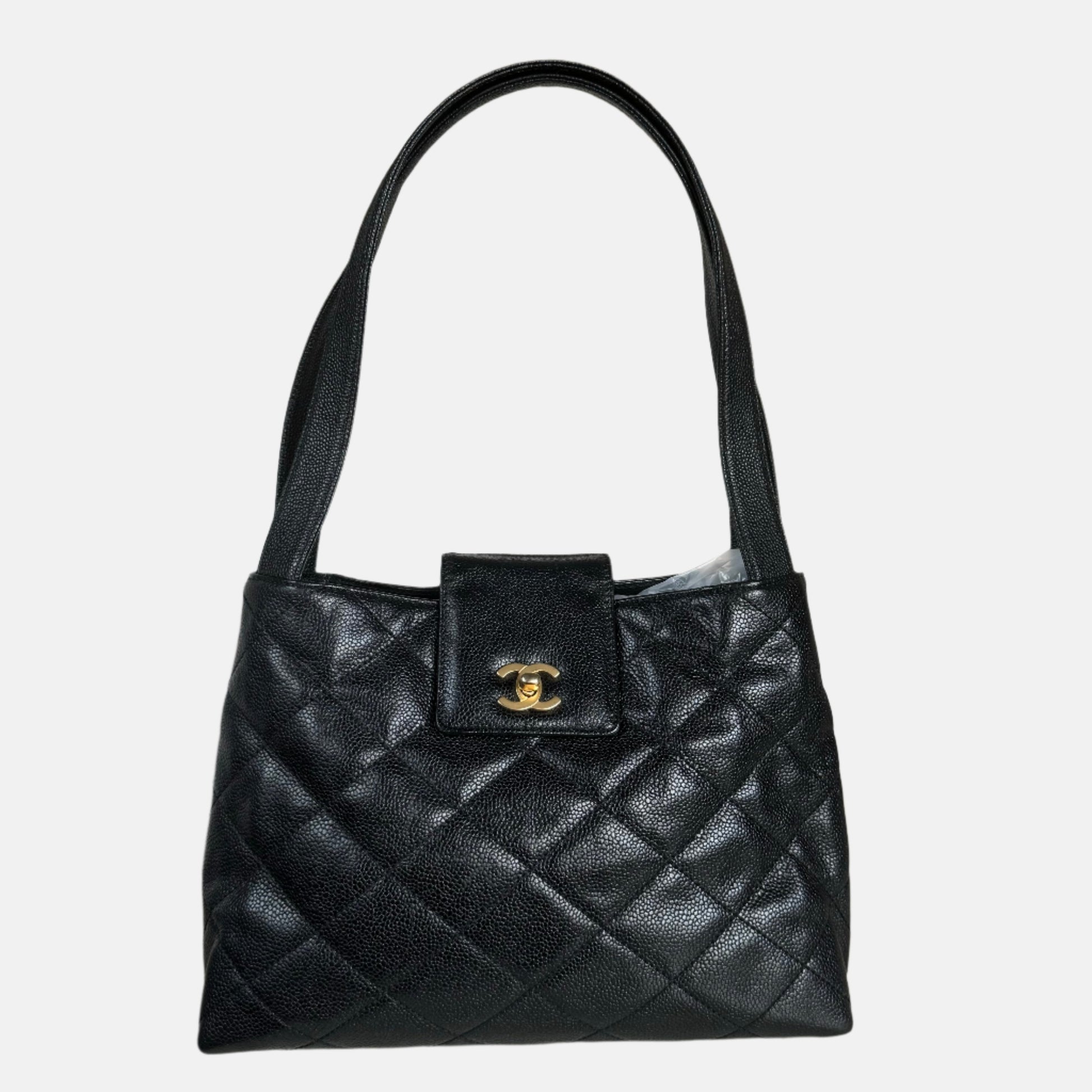 Chanel Kelly Top Handle Caviar Black Leather Handbag
