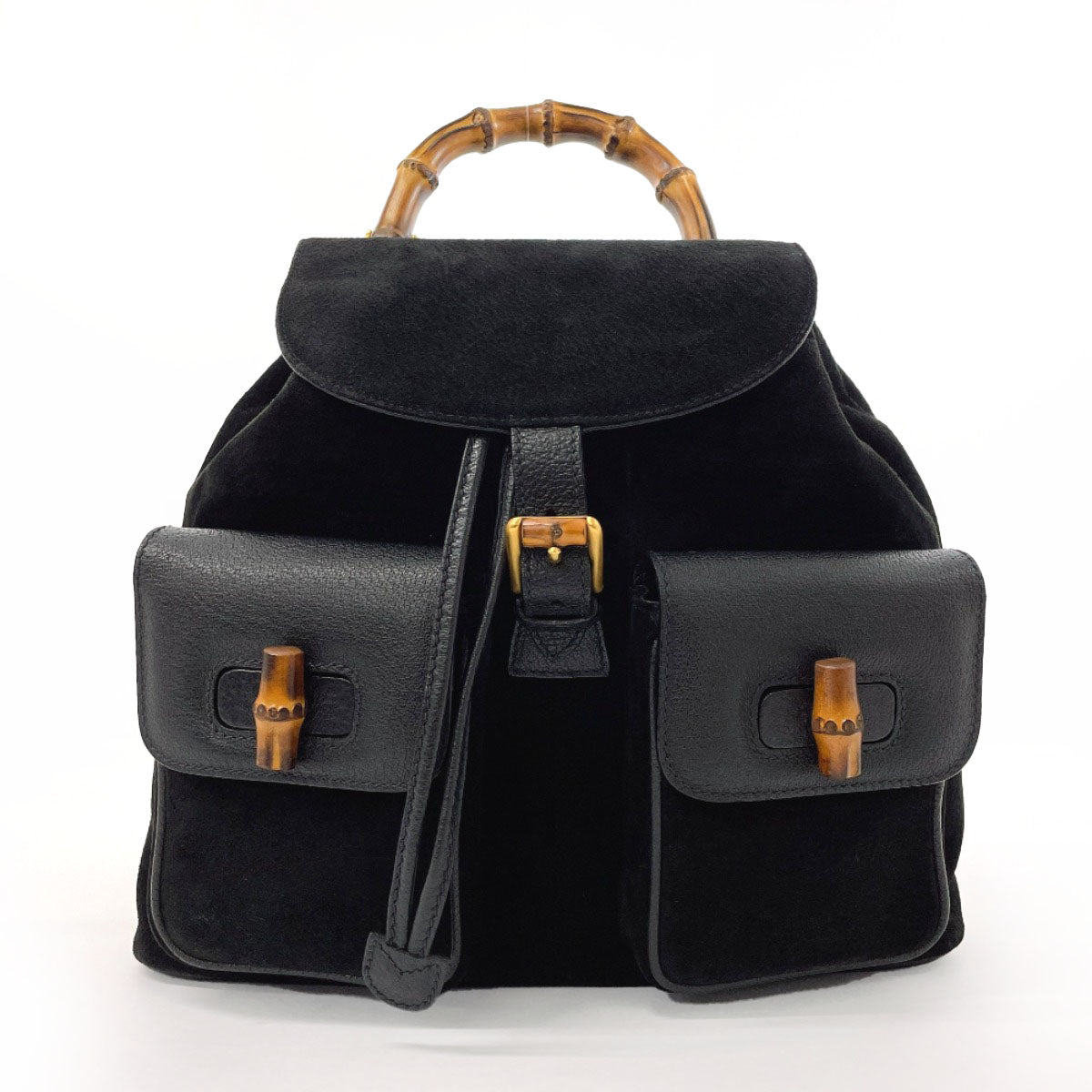 Gucci Backpack 003ã» , Bamboo Leather Suede Black
