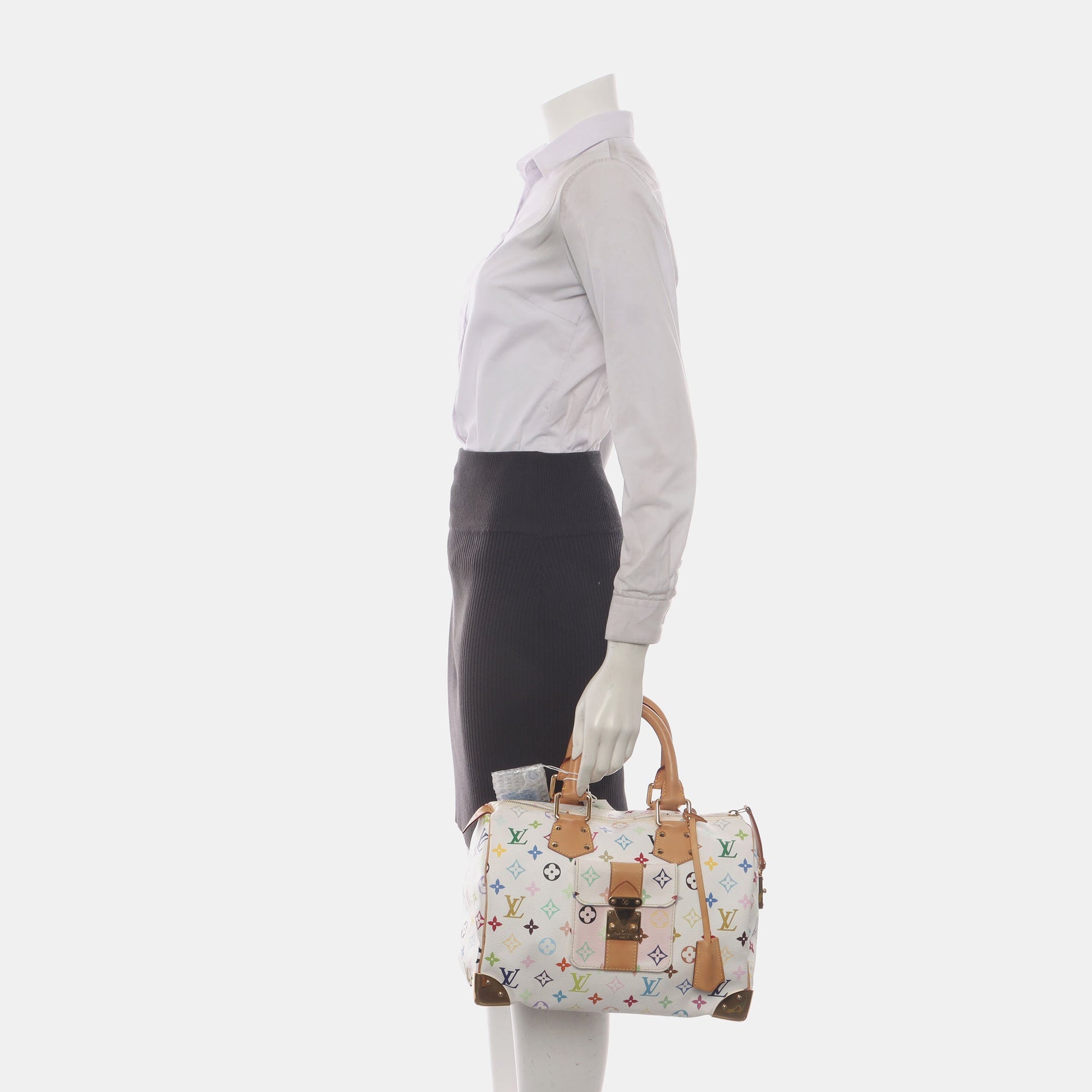 Louis Vuitton x Takashi Murakami Speedy 30 White Multicolor Handbag Multicolor 5