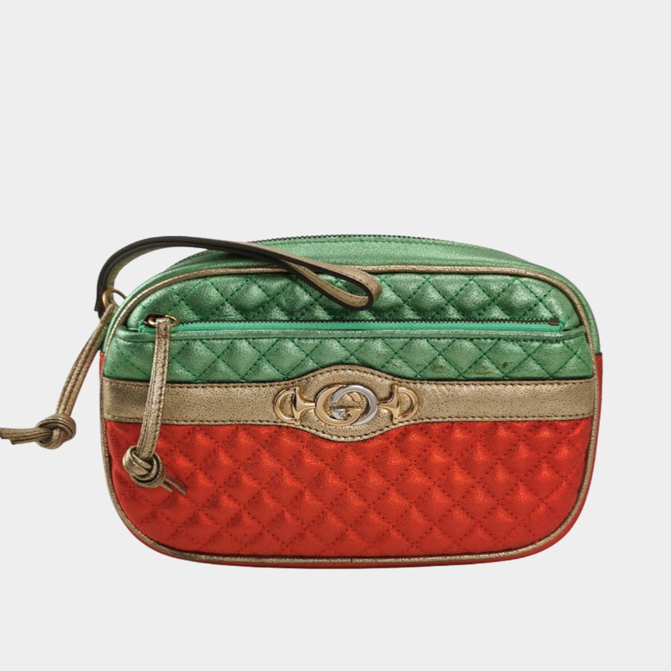 Gucci rsebit Pouch Leather Red Green Mini Clutch Bag