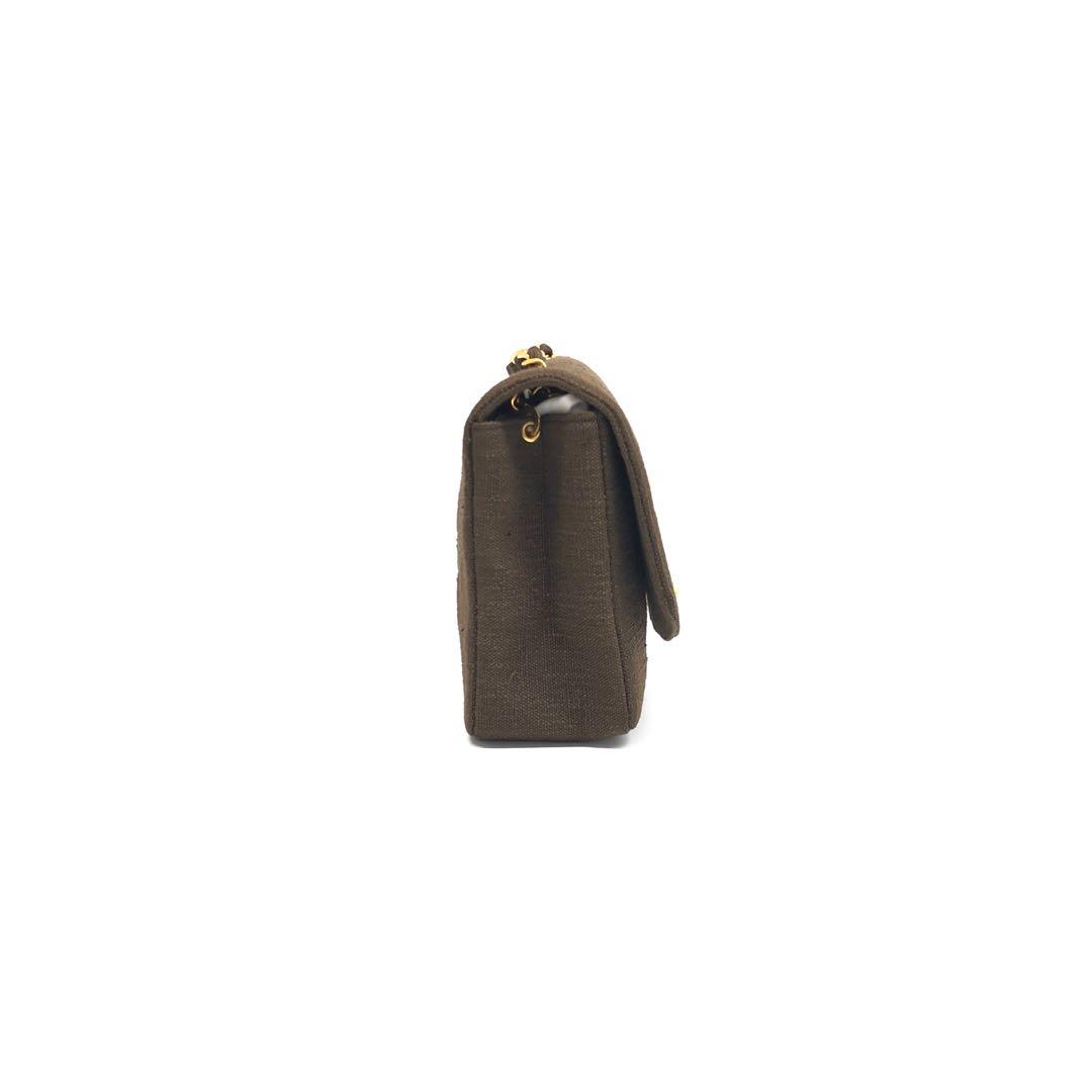 Chanel Diana Chocolate Fabric Single Flap 24k Brown Gold Handbag