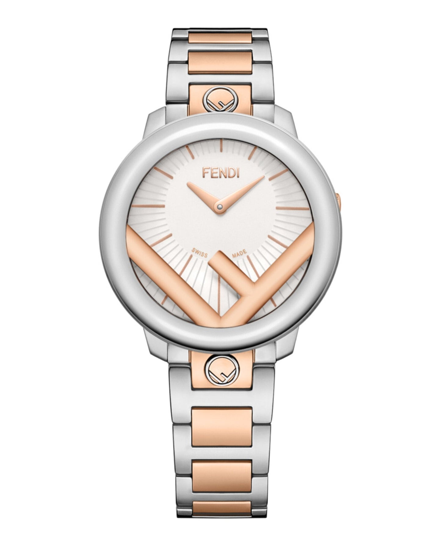 Fendi Jewelry Womens Run Away Two Tone 36mm Bracelet Silver