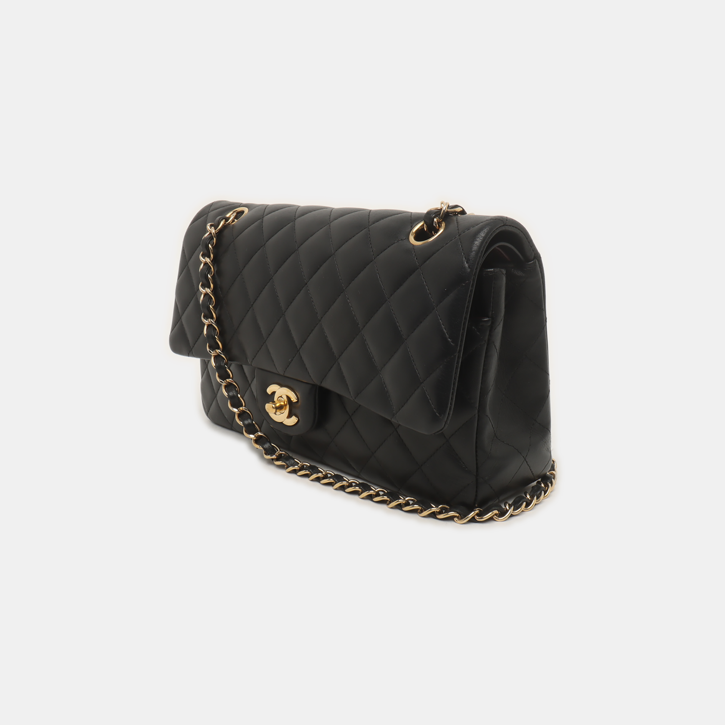Chanel Timeless Classic Flap Lambskin Hardware -16 Black Gold Leather Handbag
