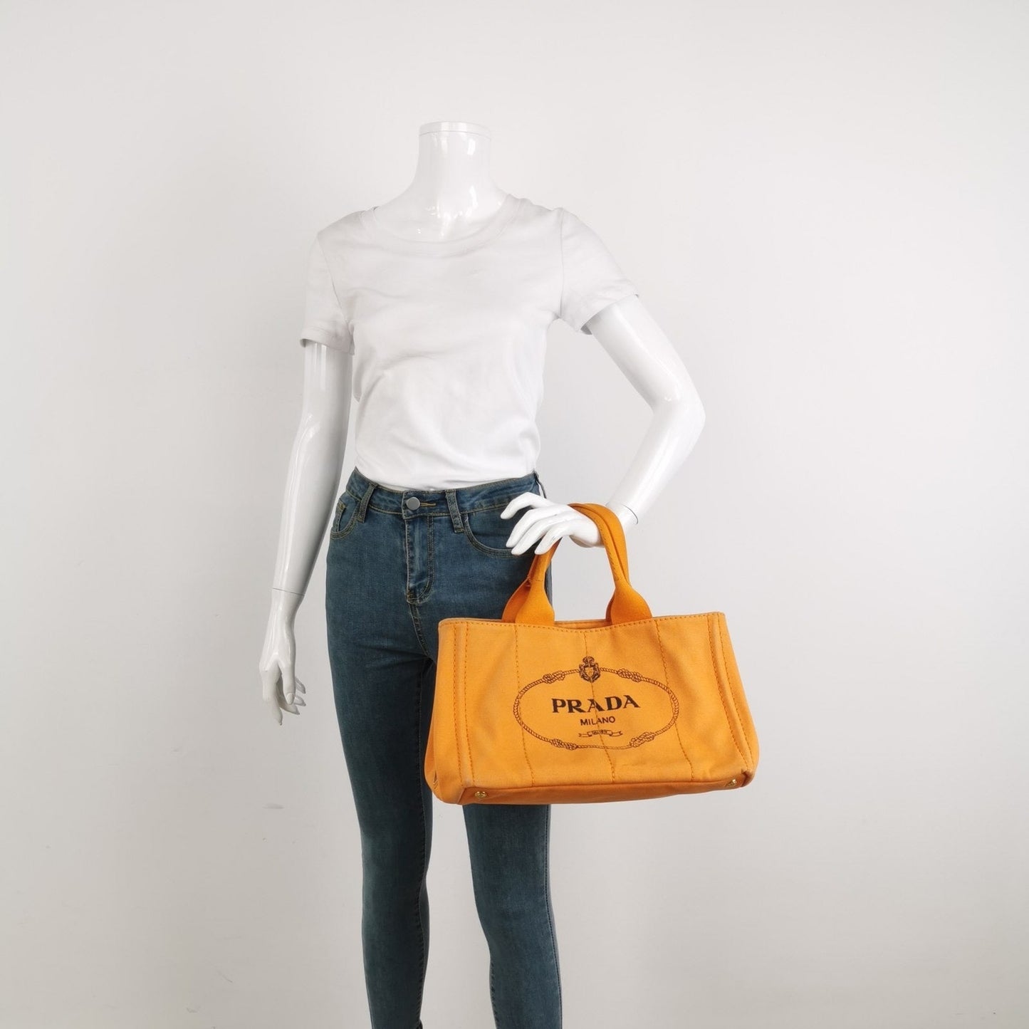 Prada Canape Tote Orange Handbag Canvas Tote Bag