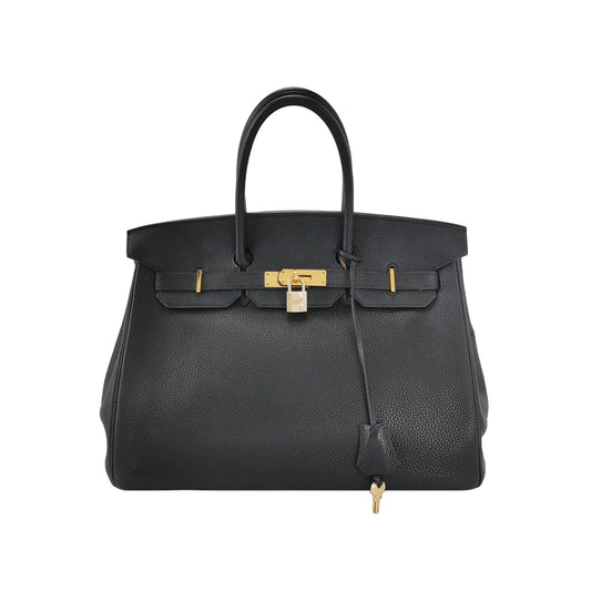 Hermes Birkin Togo Calfskin Hardware Handbag Leather Black Travel Bag