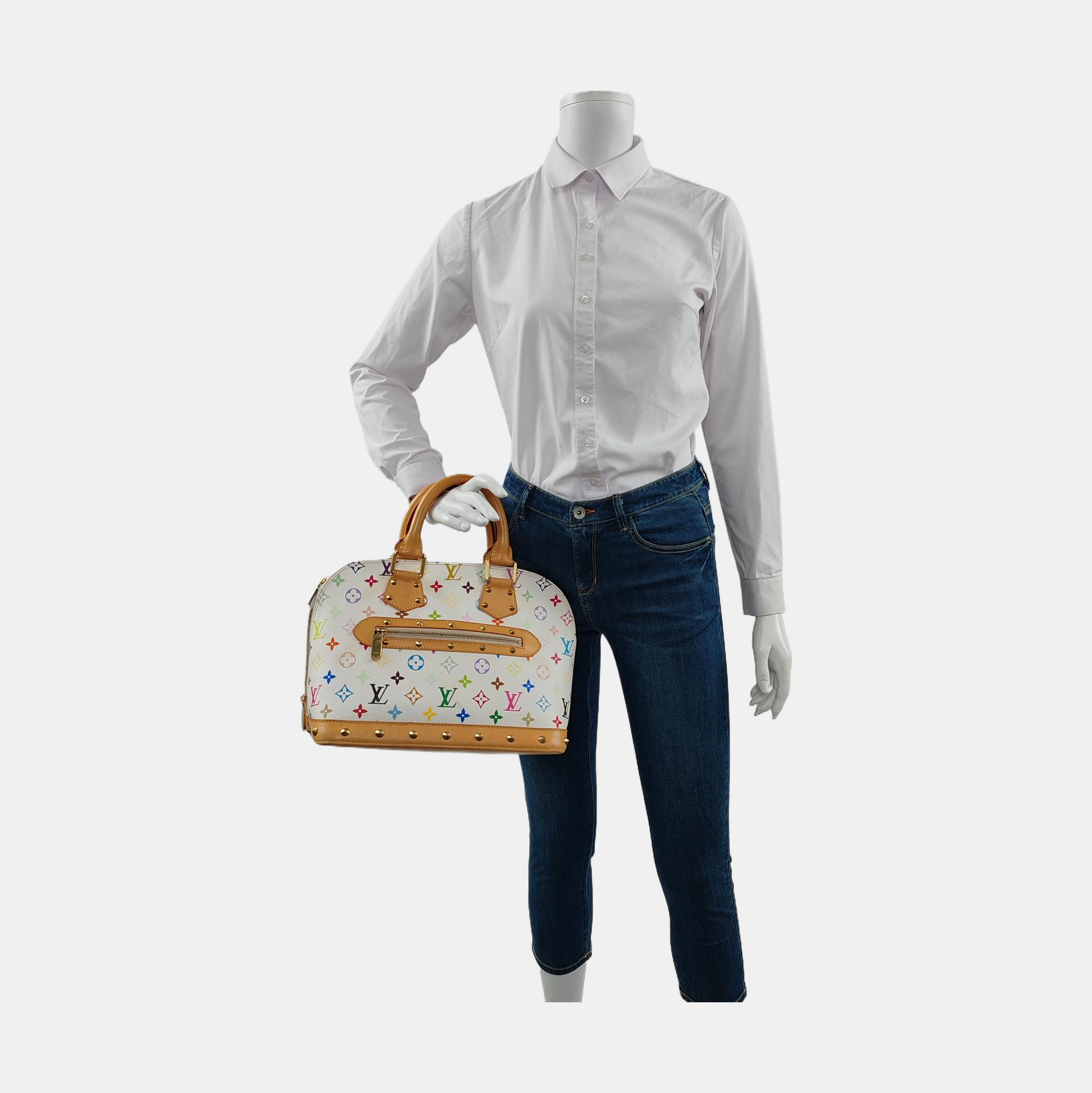 Louis Vuitton x Takashi Murakami Alma Multicolor White Handbag