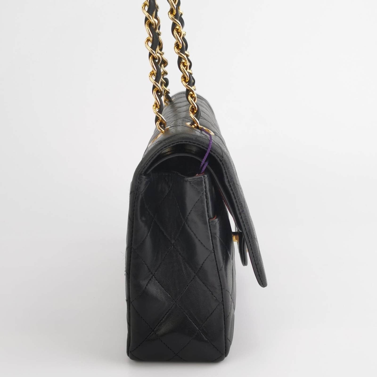 Chanel Classic Flap Lambskin 24k Hardware Black Gold Leather Handbag Hardware 2