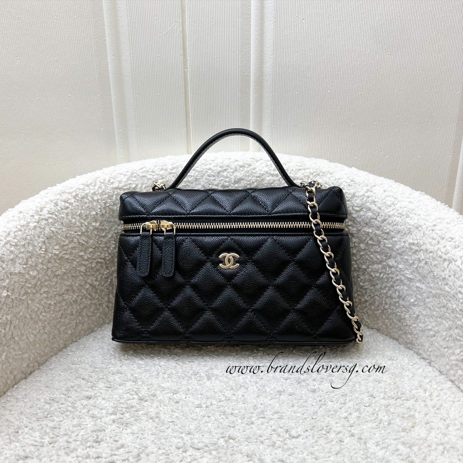 [brand New - Sep 2025] Chanel 25B Vanity / Clutch With Chain (lp Style Bag) In Black Caviar And Lghw (model: AP4385)