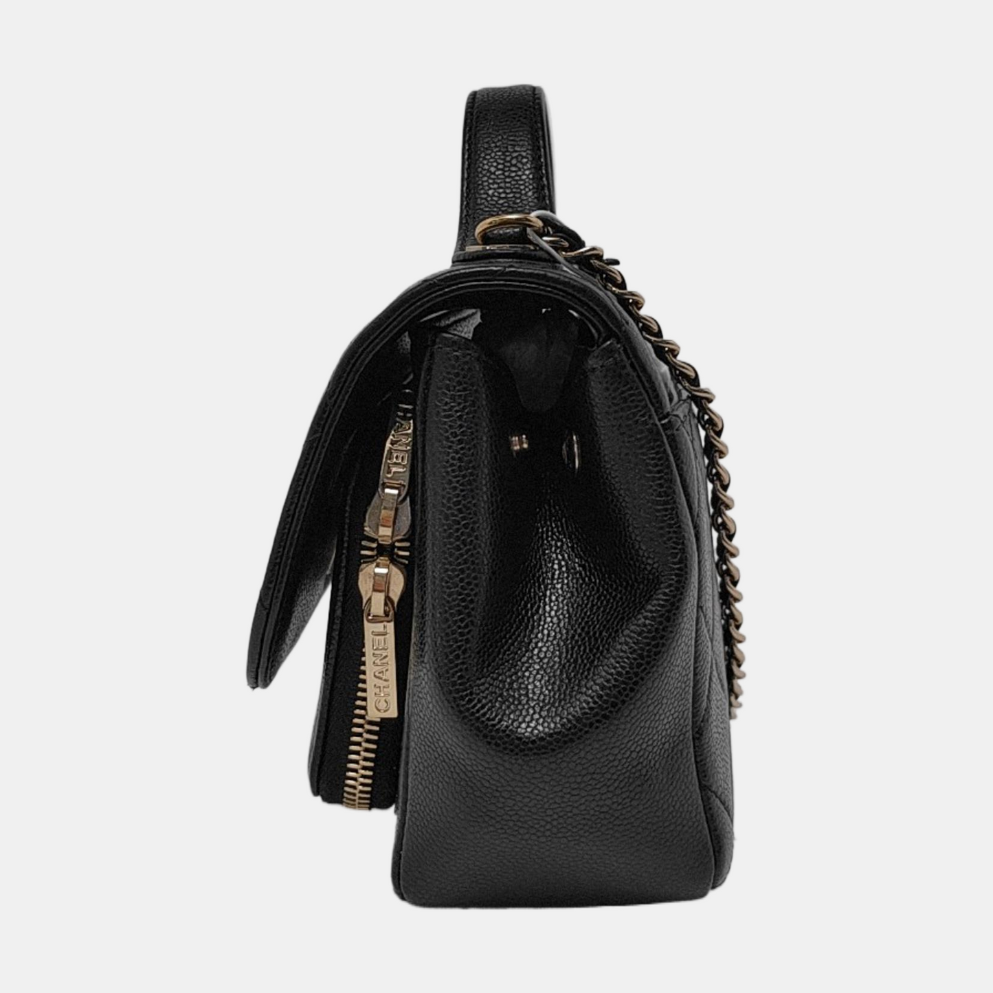 Chanel Business Affinity Caviar Top Handle Black Small Leather Crossbody Bag