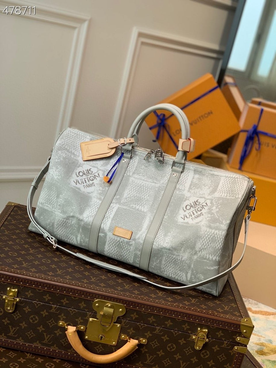 Top Quality Keepall Bandouliere Damier Salt Stone Canvas Travel Bag N50069 8660