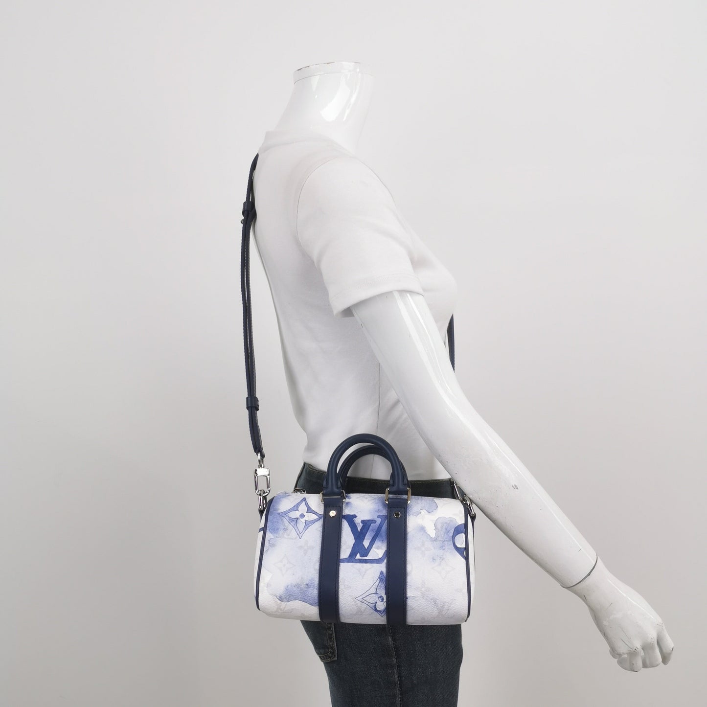 Louis Vuitton Keepall Leather PU Watercolor Blue Travel Bag