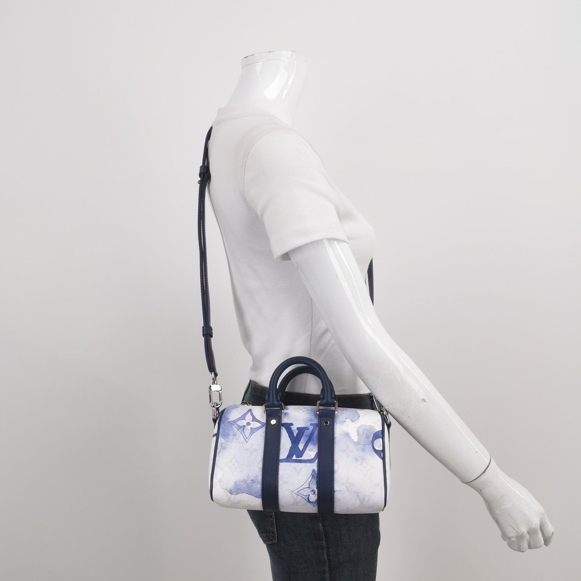 Louis Vuitton Keepall Leather PU Watercolor Blue Travel Bag