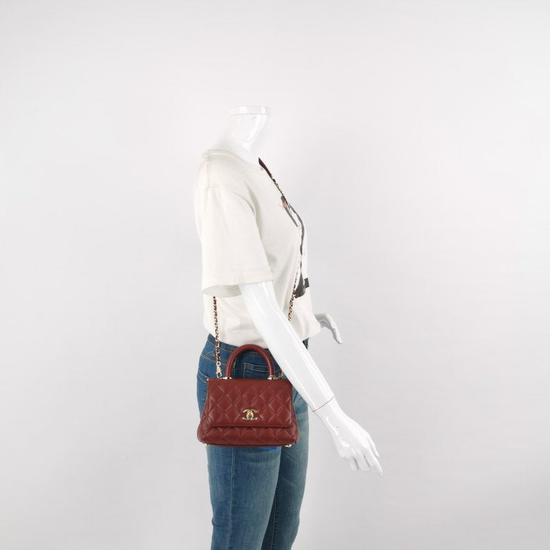 Chanel Coco Handle Burgundy Caviar Leather Crossbody Bag