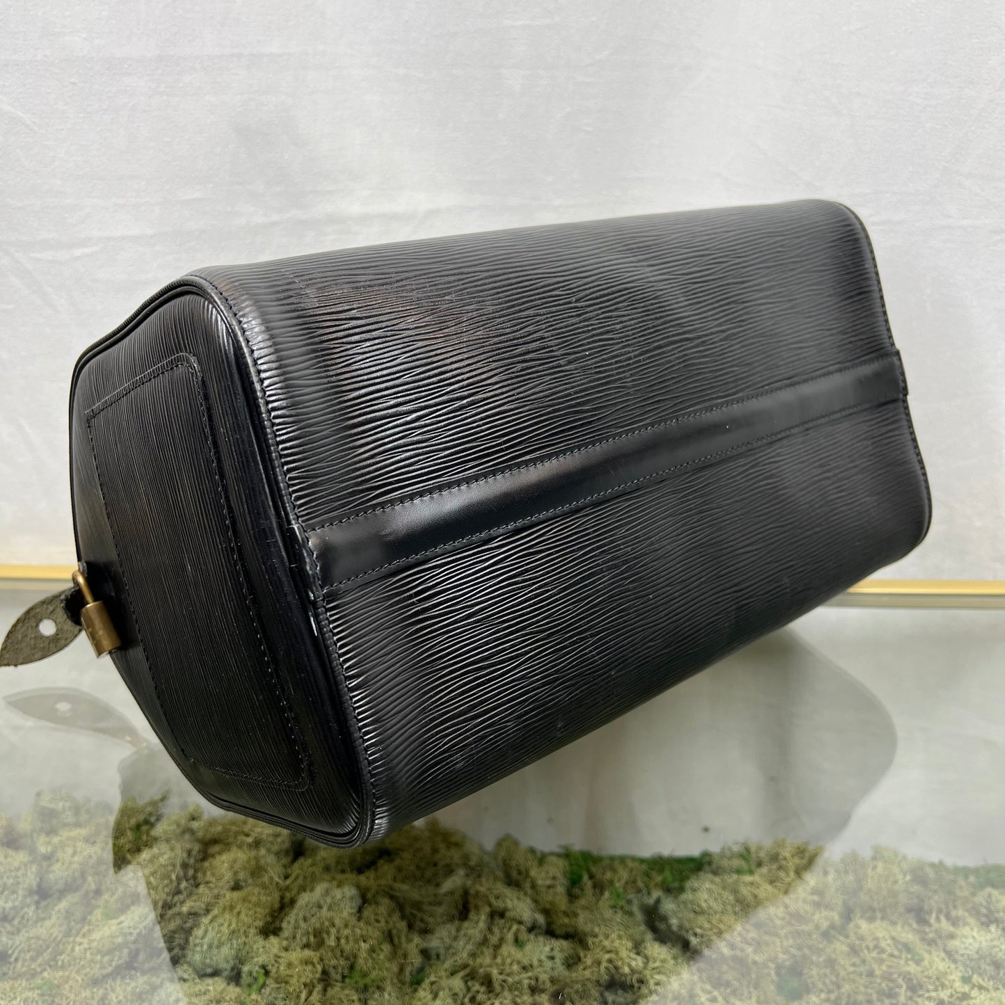 LOUIS VUITTON Speedy 30 Black Epi Leather Satchel Bag