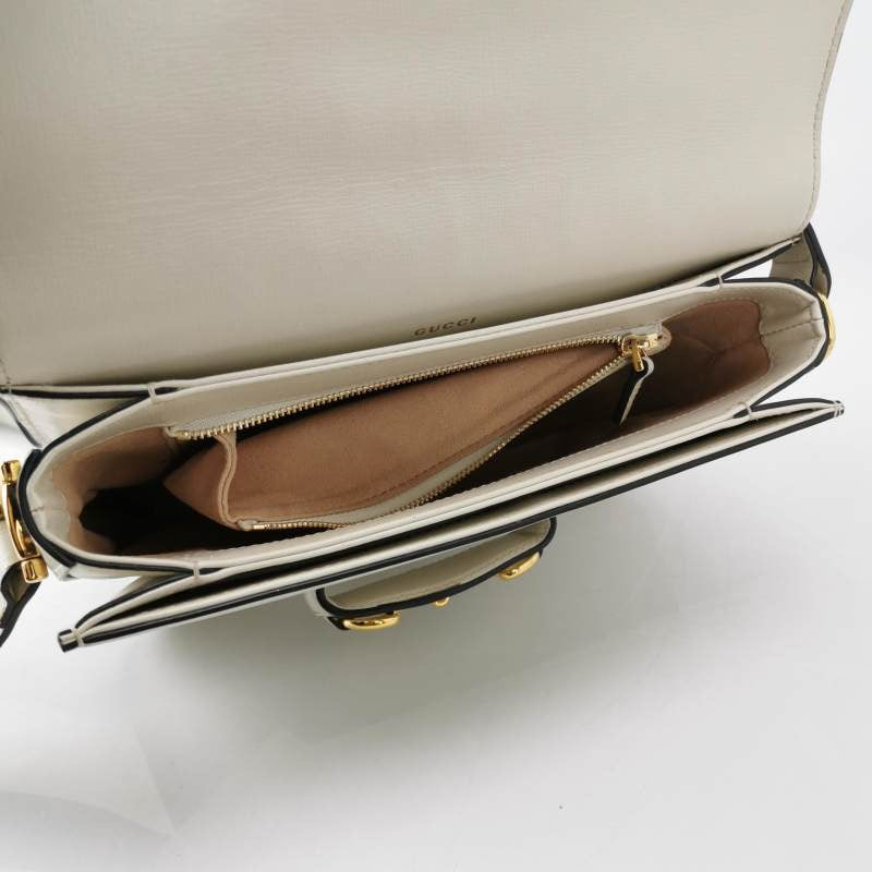 Gucci Horsebit Shoulder Bag Leather White Small Leather