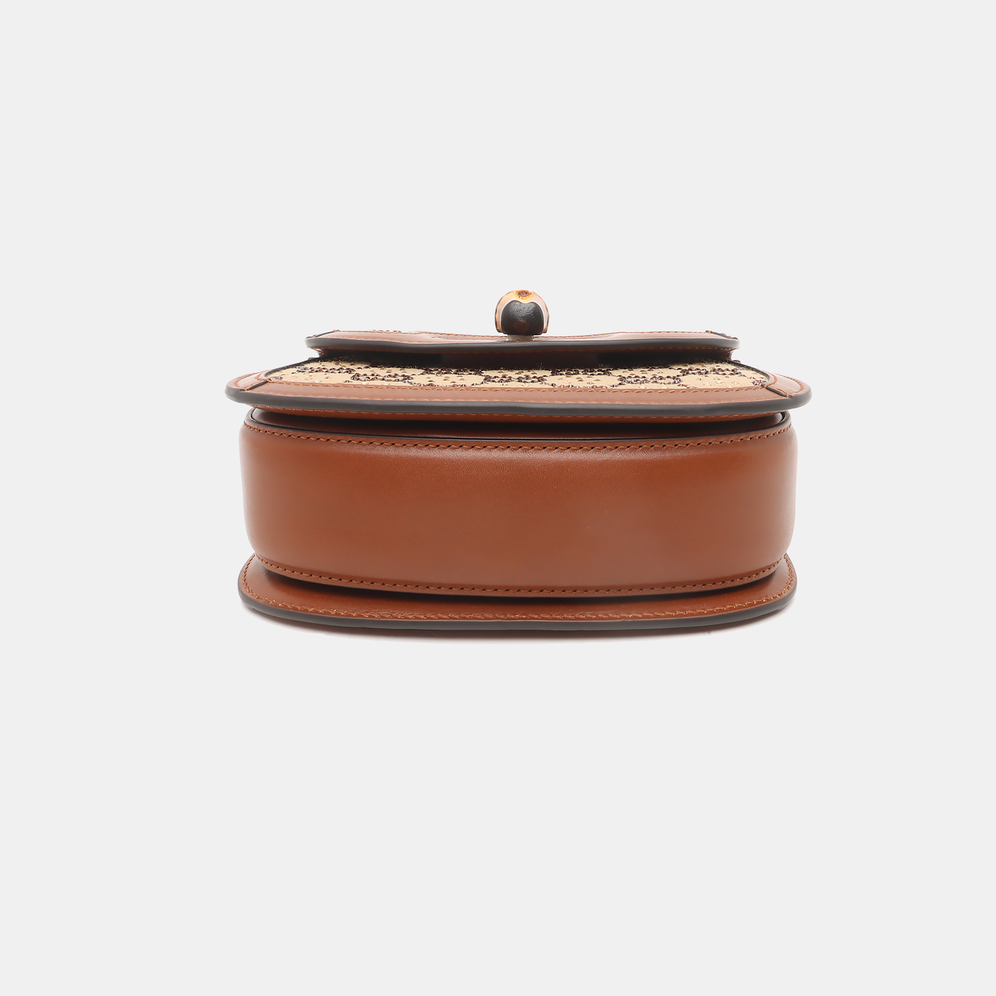 Gucci Bamboo Glitter Leather Canvas Brown Mini Crossbody Bag
