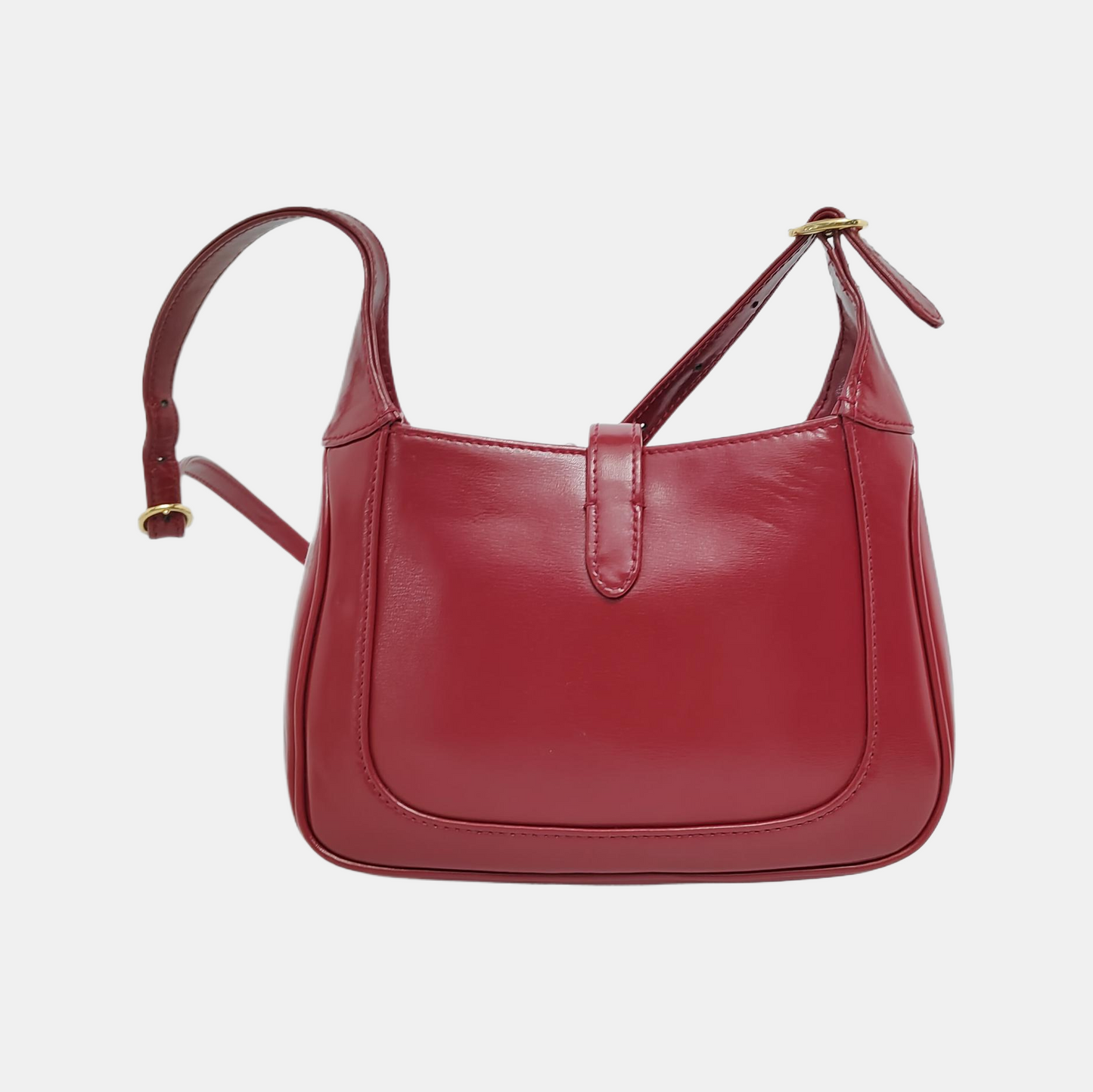 Gucci Jackie Burgundy Piston Lock Leather Red Gold Mini Travel Bag